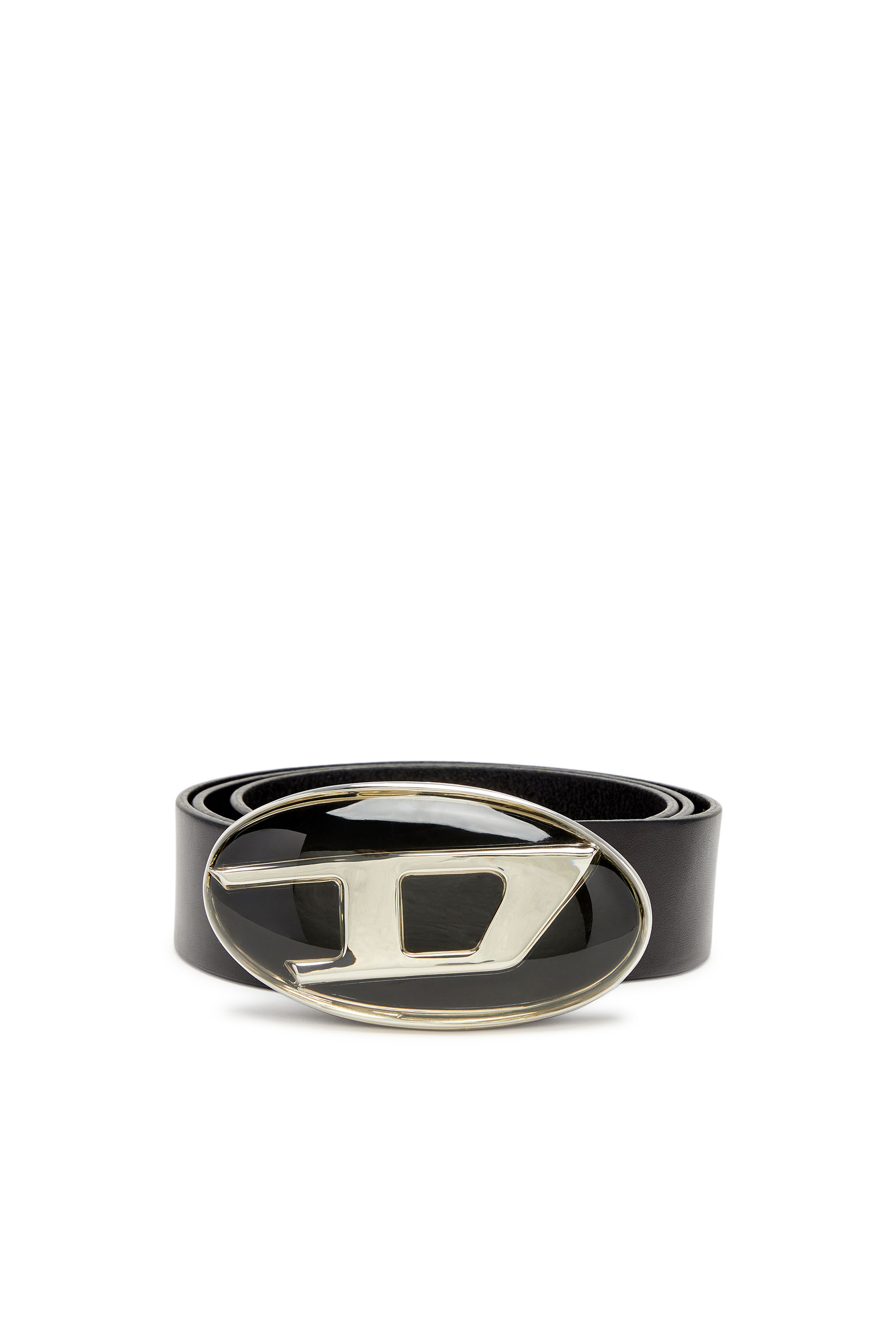 Men's Leather belt with enamelled logo buckle | Diesel B-1DR-RR