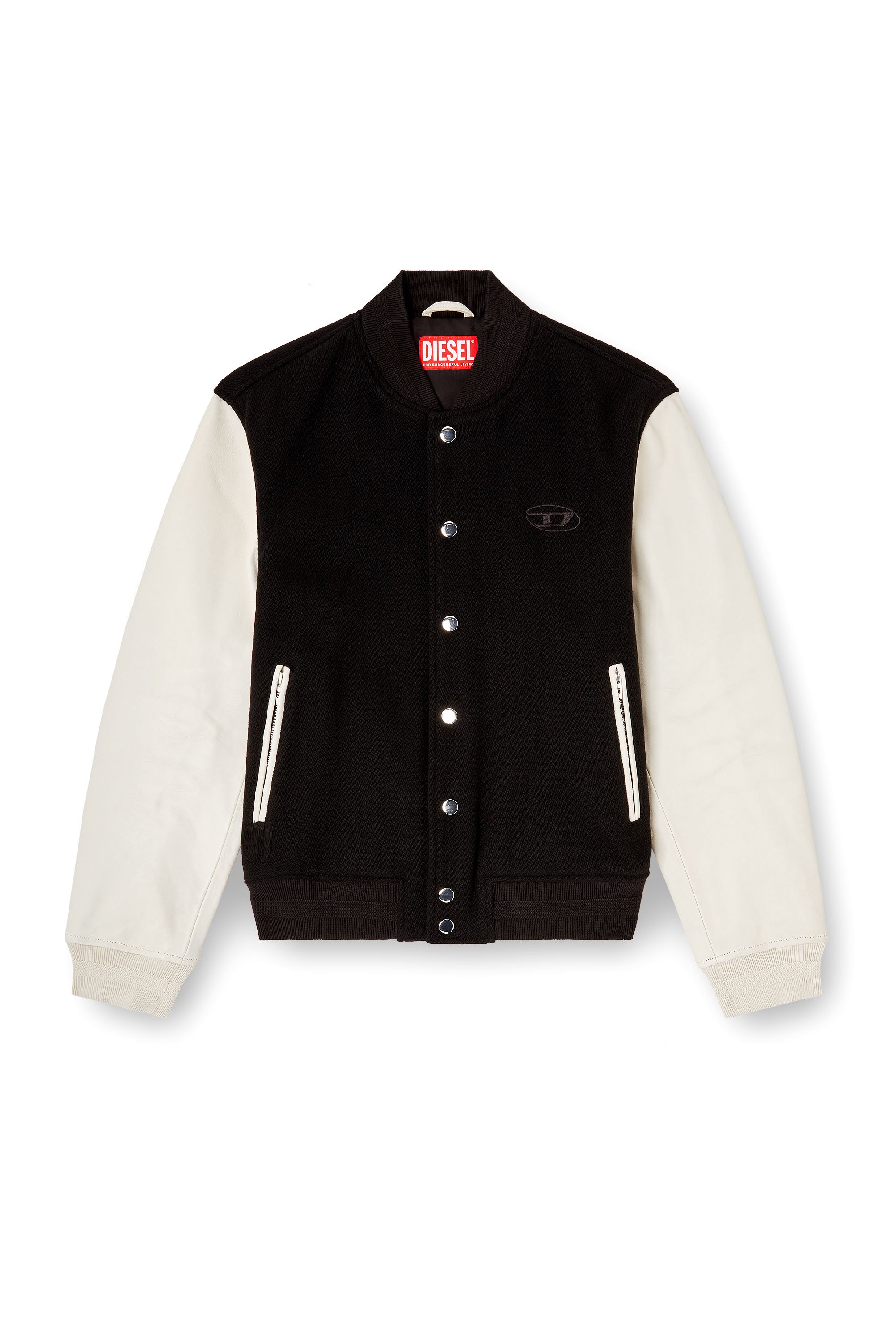 Diesel - L-ARRY-WRD, Chaqueta bomber en mezcla de lana y cuero Hombre in ToBeDefined - 3