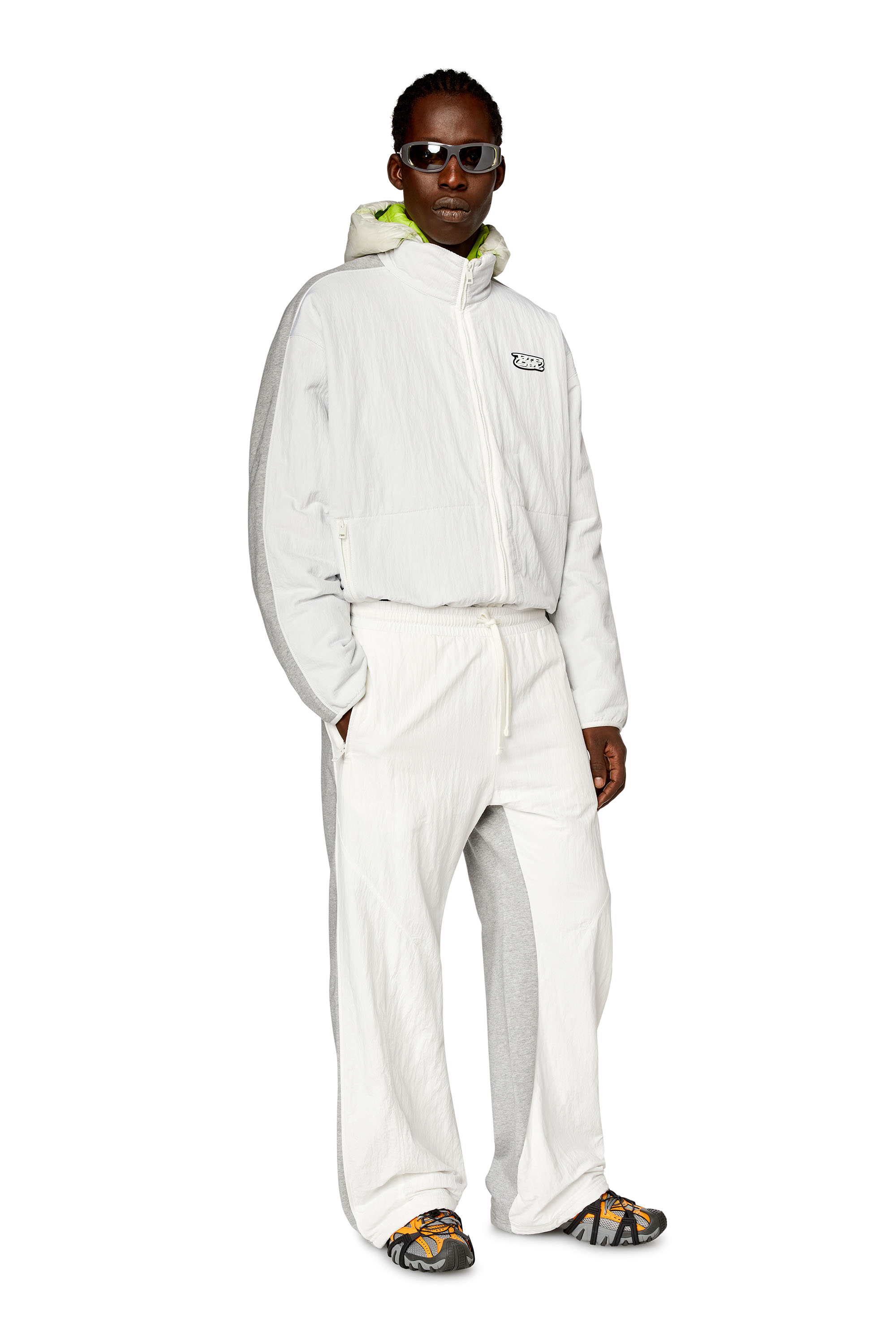 Men's Track pants in crinkled nylon and jersey | Multicolor | Diesel