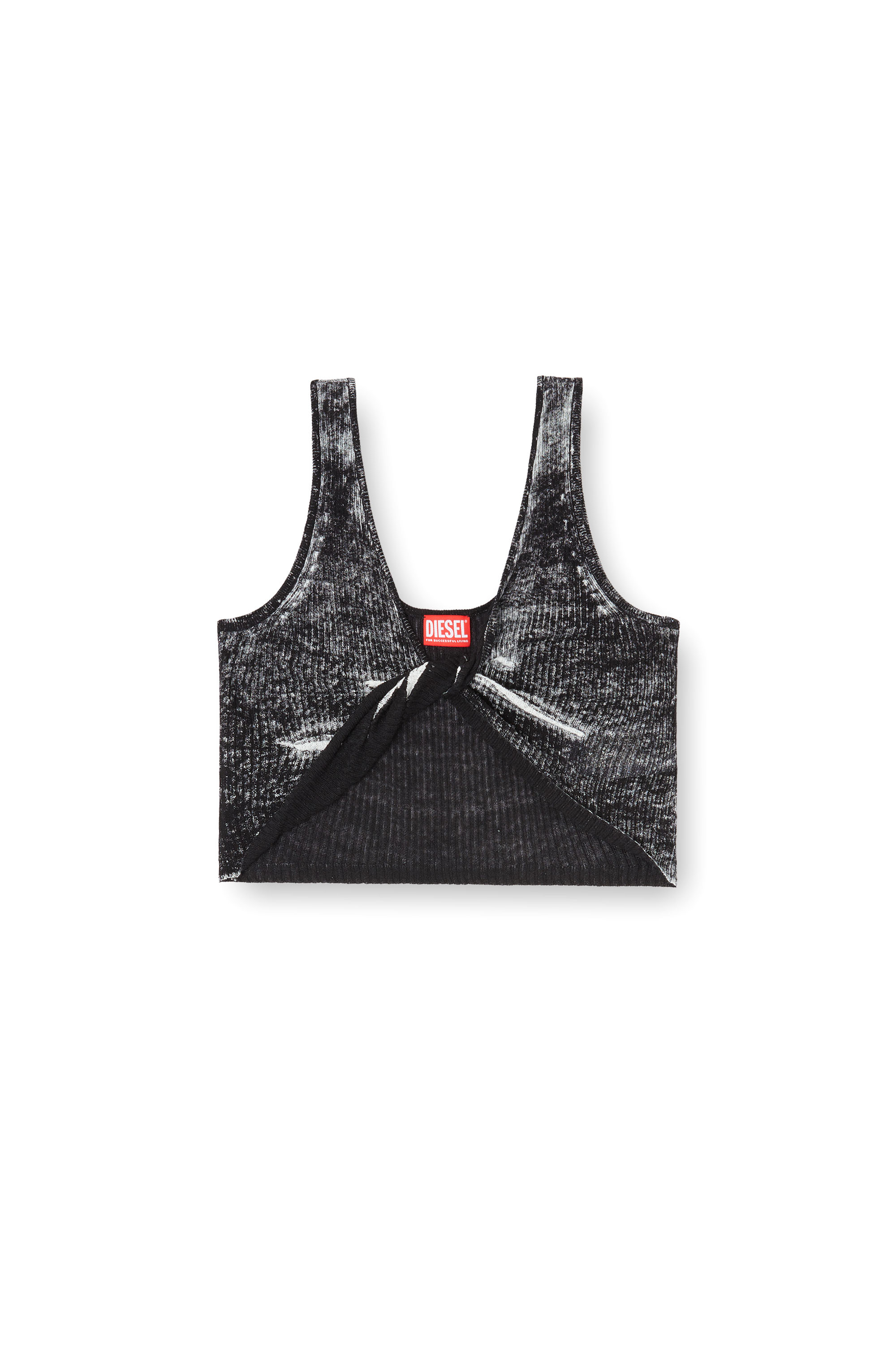 Diesel - M-LILAS, D&eacute;bardeur en lin &agrave; effet torsad&eacute; sur le devant avec imprim&eacute; invers&eacute; Femme in Noir - 2