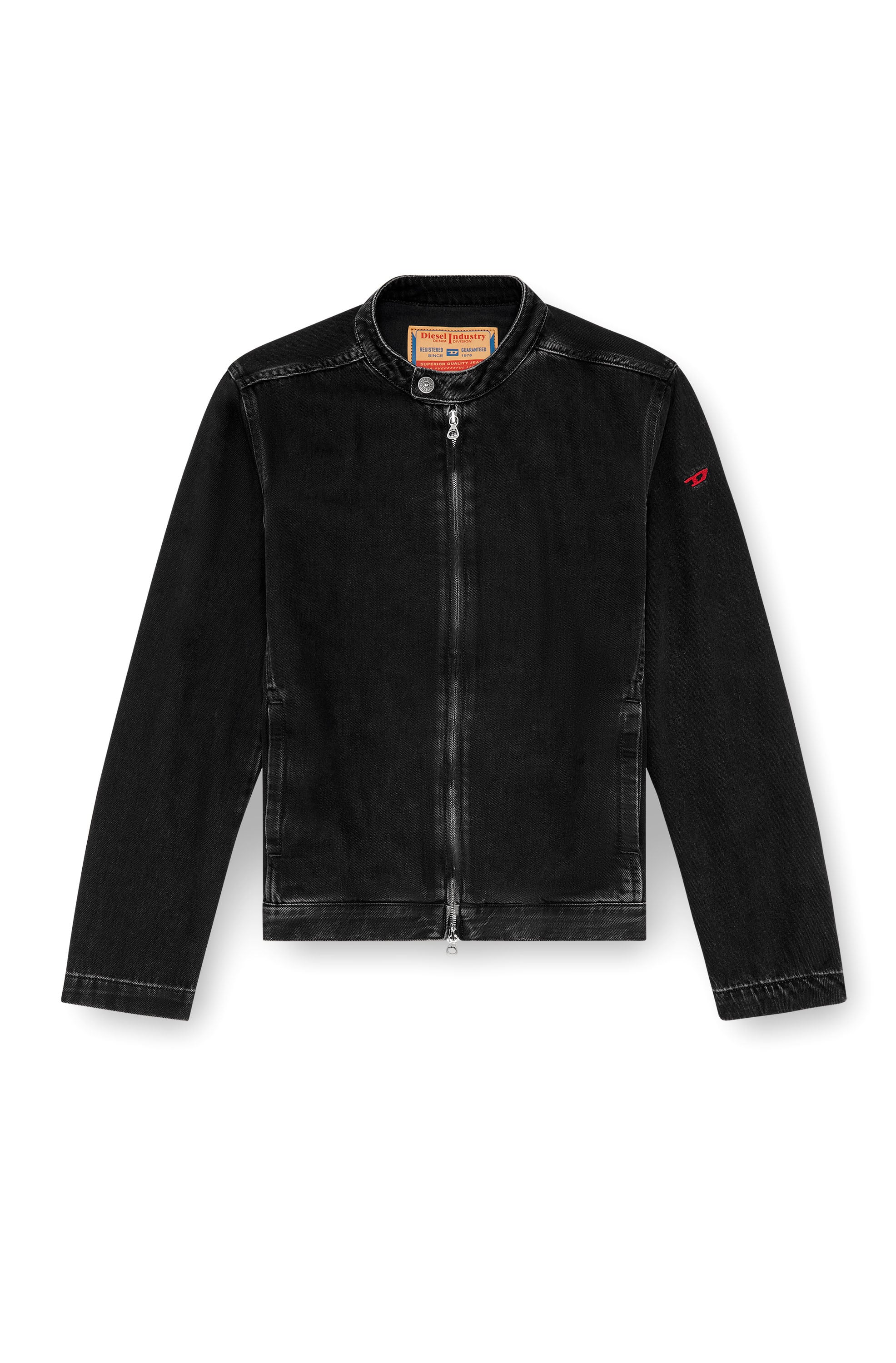 Diesel - D-GLORY, Chaqueta motera en denim de lavado impecable Hombre in Negro - 3