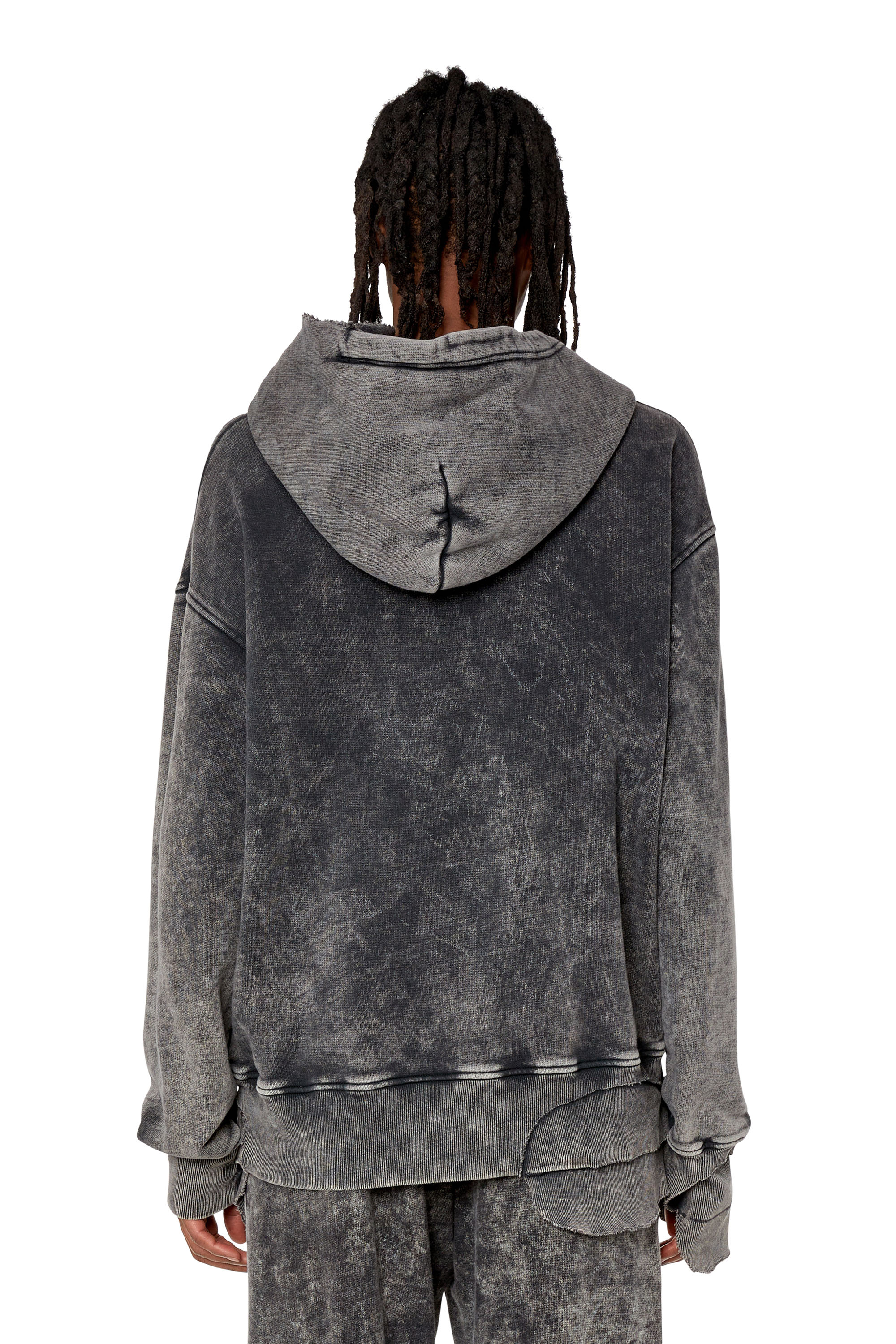 Diesel - S-TOPPER, Man's Hoodie with layered details in Black - 4