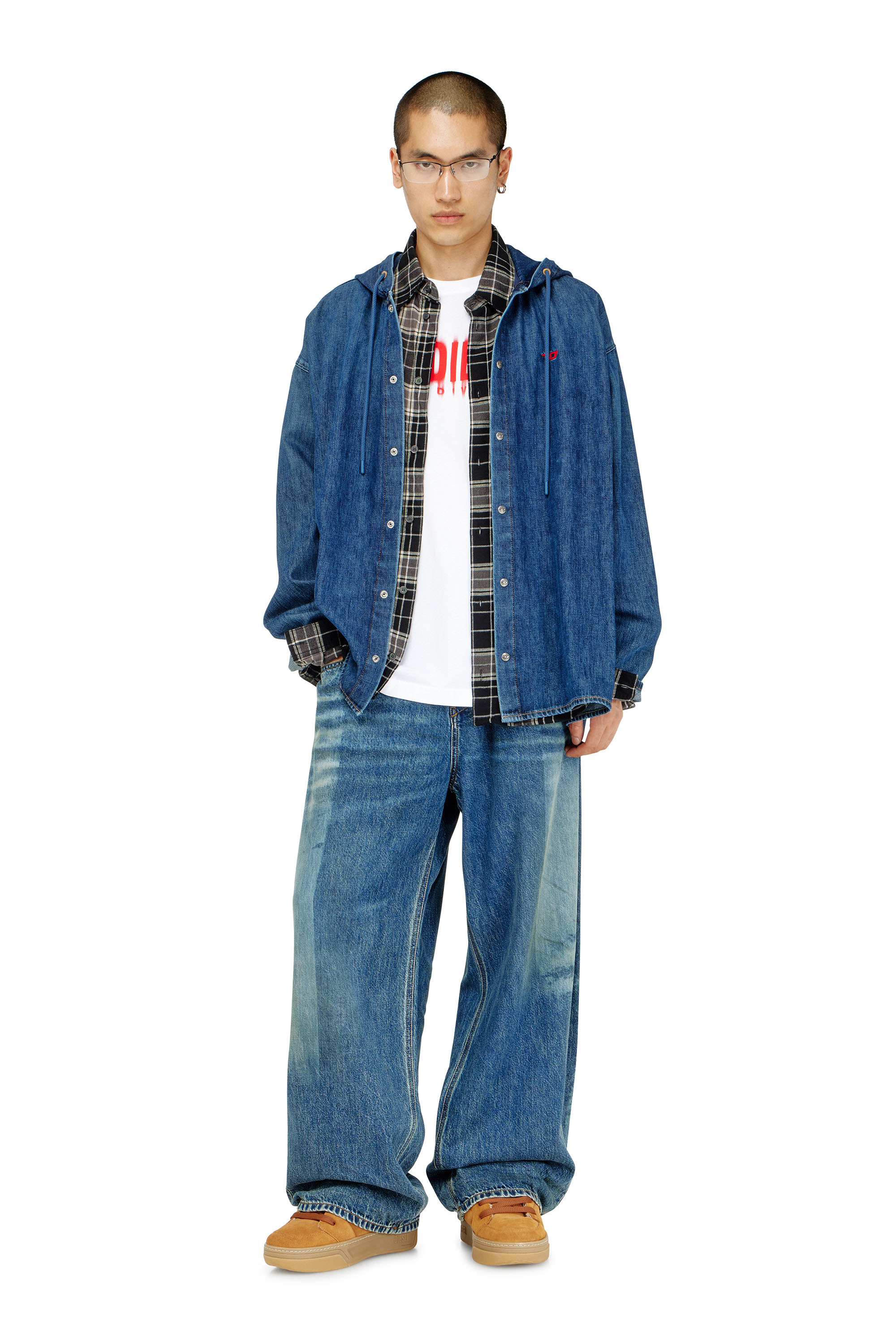 Diesel - T-ADJUST-Q7, Man's T-shirt with blurry Diesel logo in White - 2