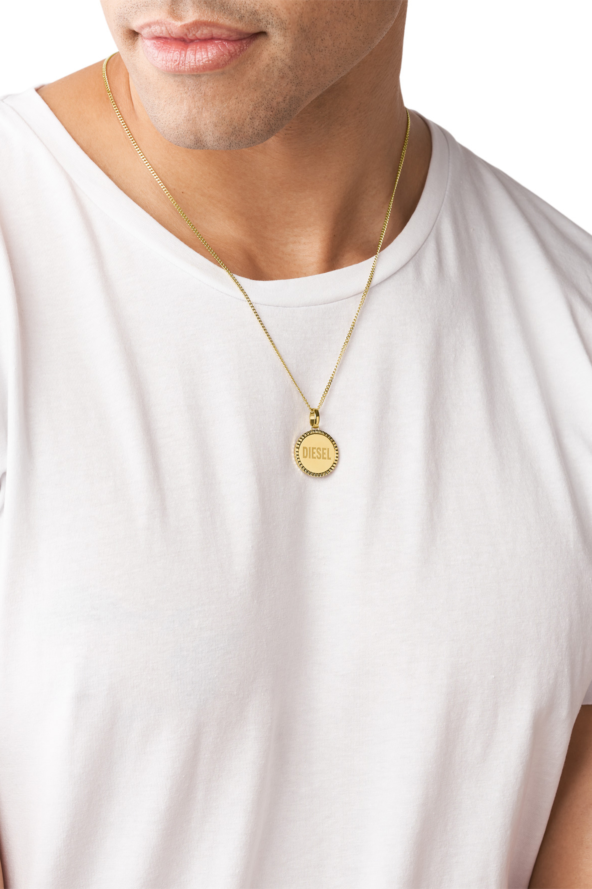 DX1361: Gold stainless steel pendant necklace | Diesel