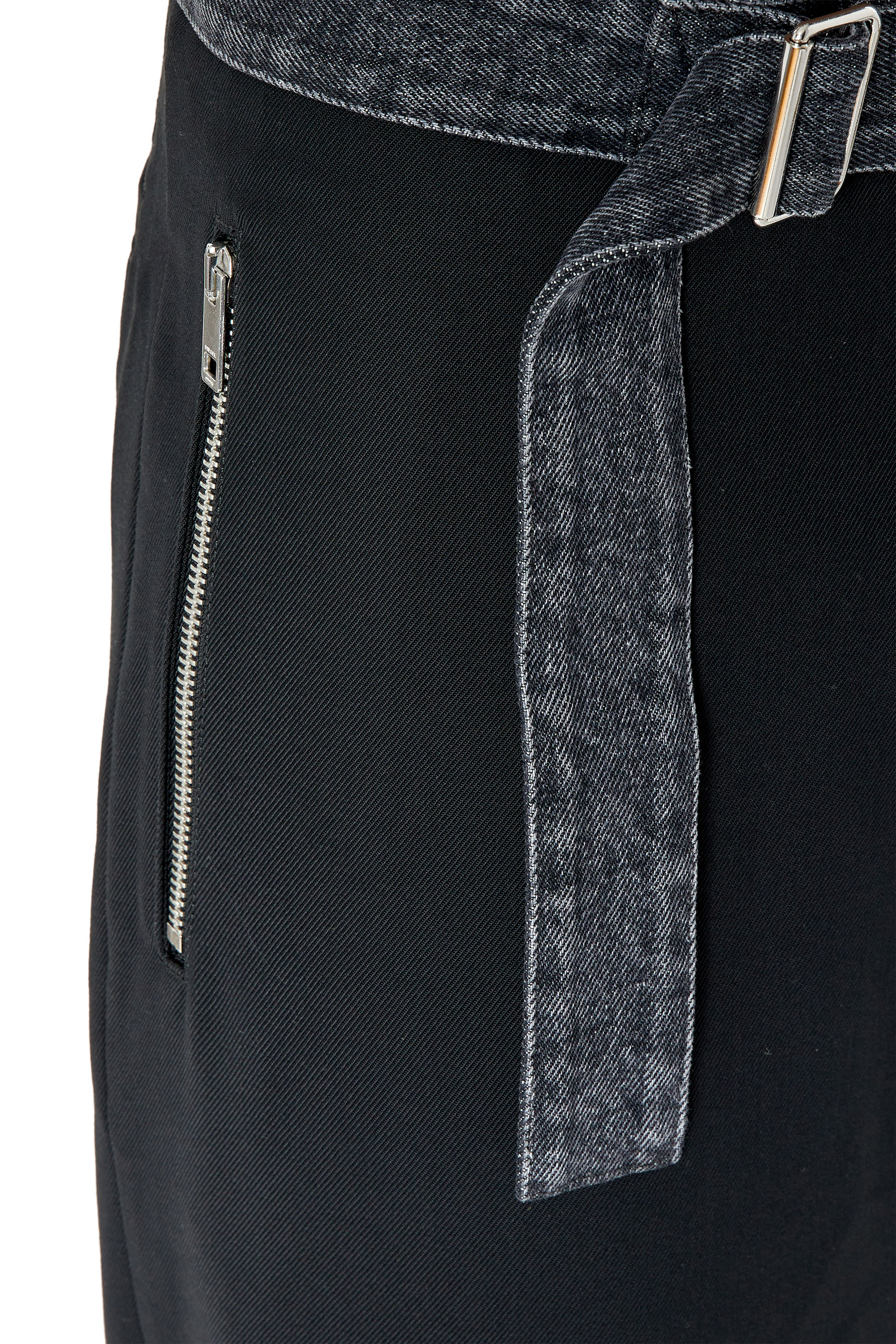 Diesel - P-GOLD-A, Man's Wool pants with denim waistband in Black - 6