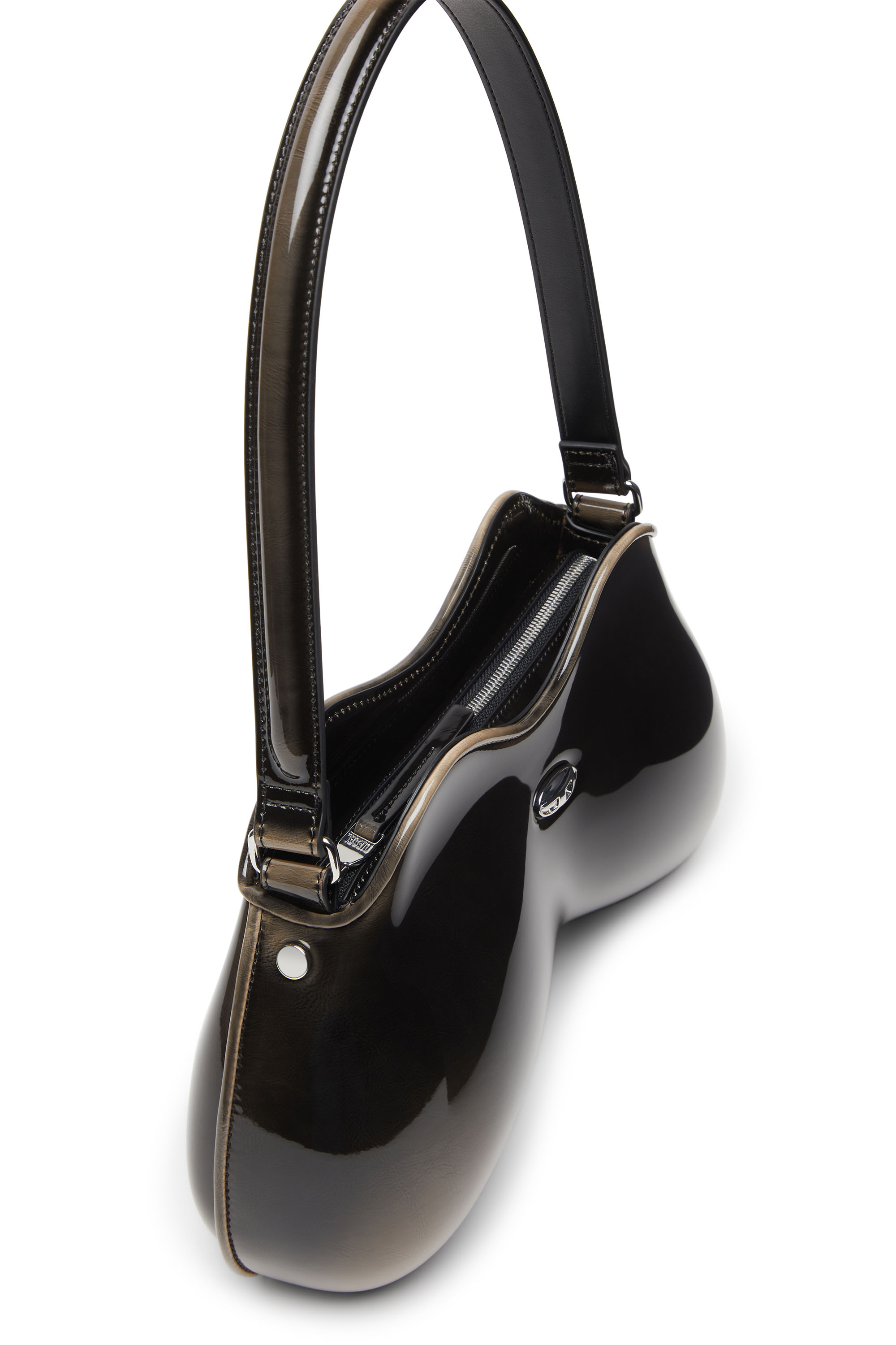 Diesel - DOUBLE-D SHOULDER, Female's Double-D-Rigid shoulder bag in dégradé glossy PU in Black/Bronze - 5