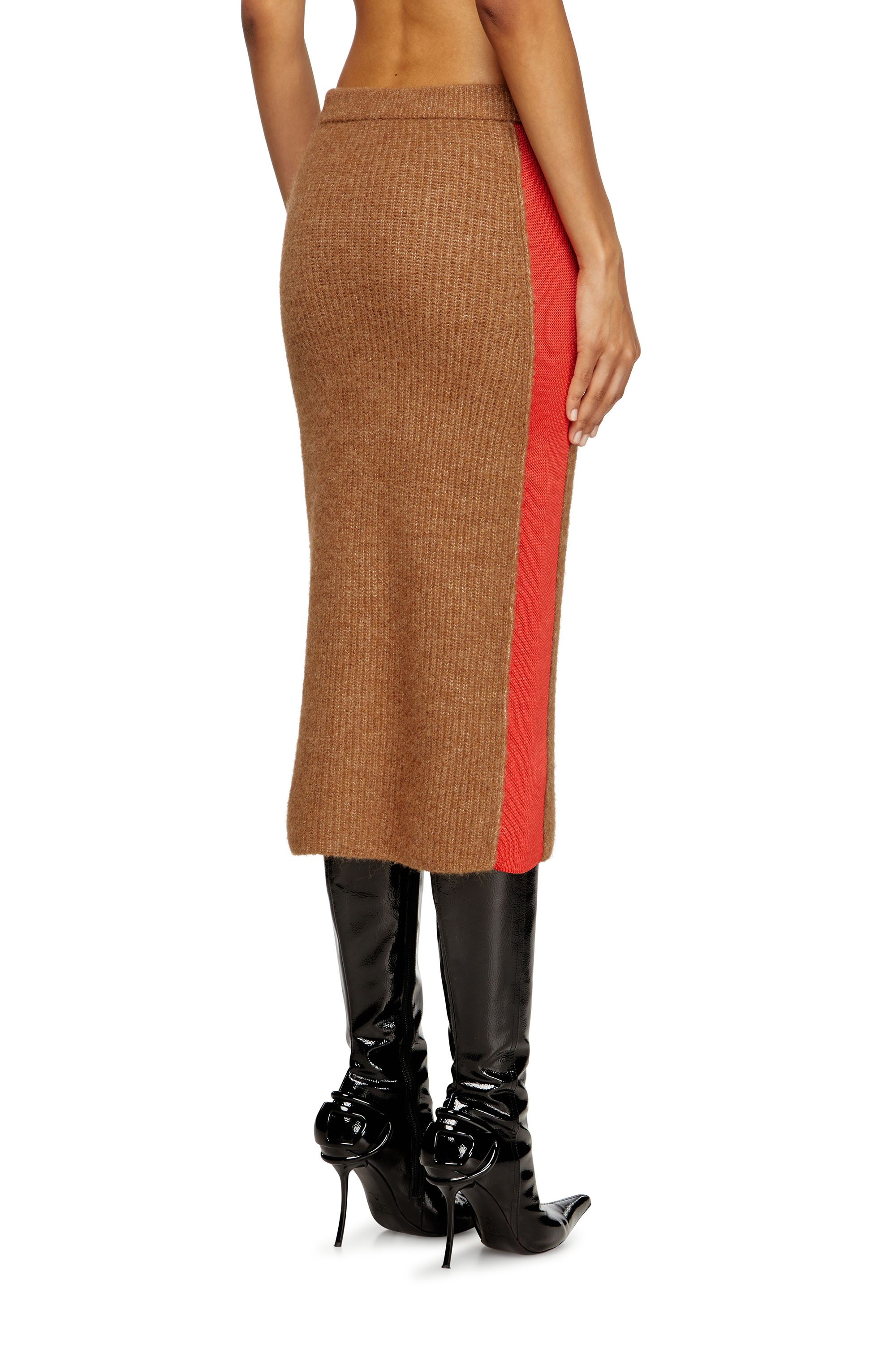 Diesel - M-LOUSI, Jupe midi en alpaga avec zip frontal Femme in Marron - 4