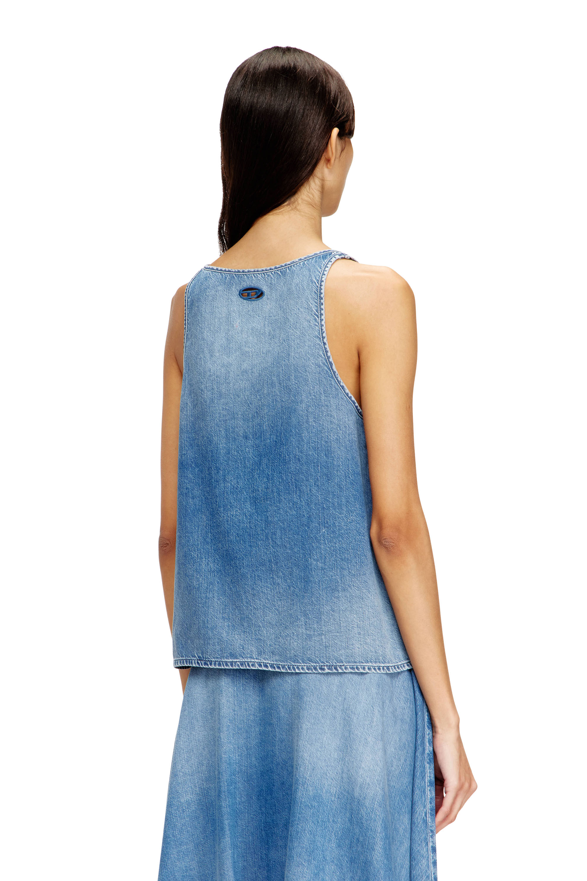 Diesel - DE-MISY-S, Top de denim ligero con lavado oscuro Mujer in Azul marino - 4