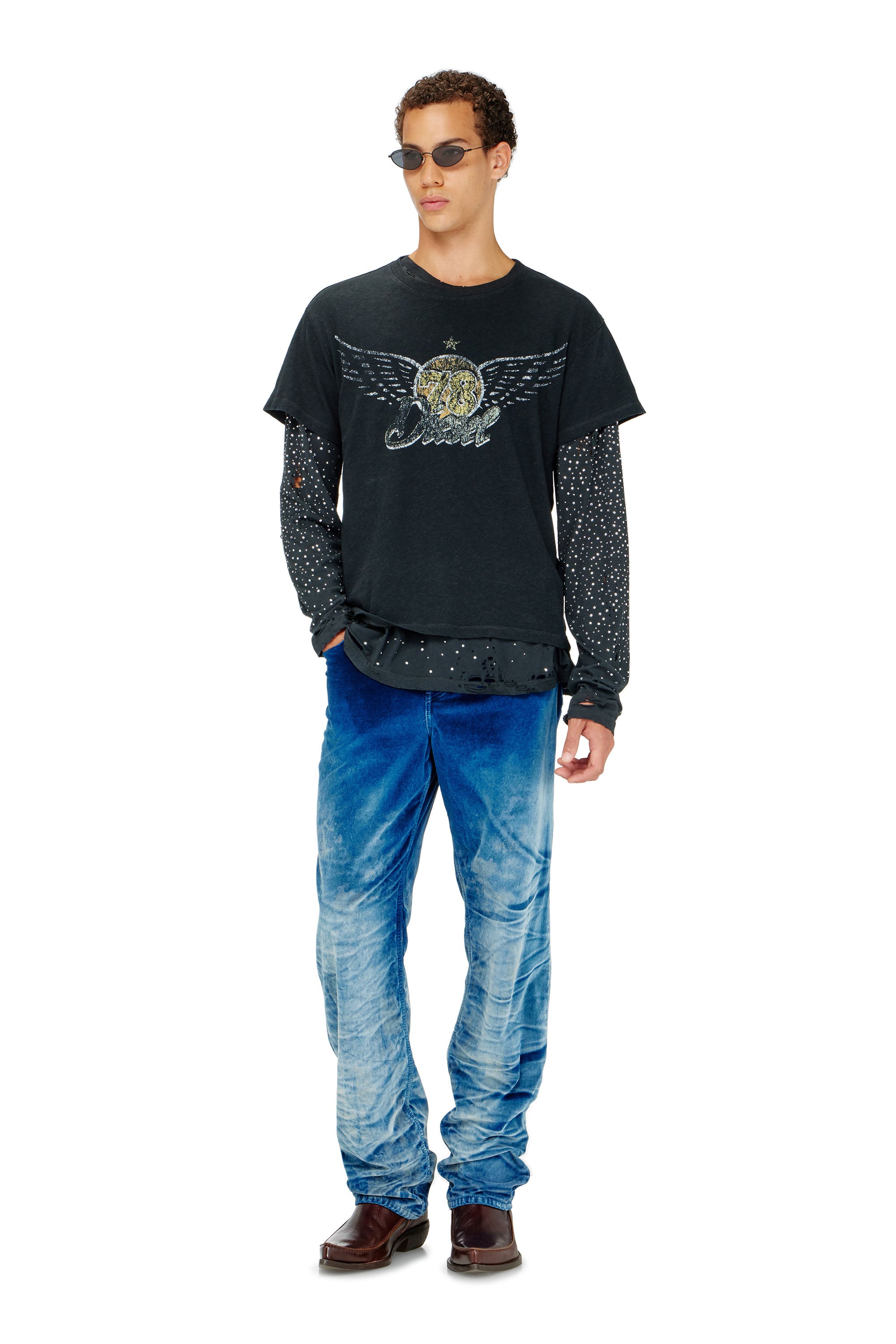 Diesel - T-GERIO-A, T-shirt en coton-chanvre avec motif concert Homme in Noir - 2