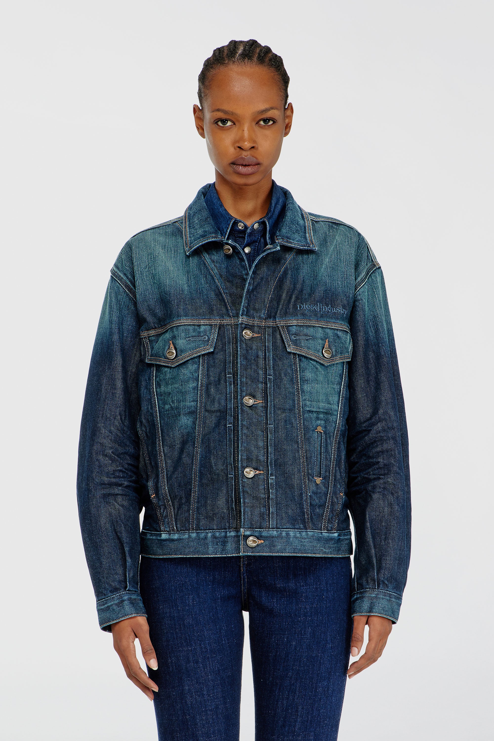 Diesel - D-DENVER-CL, Trucker jacket en denim selvedge Unisex in Azul marino - 1
