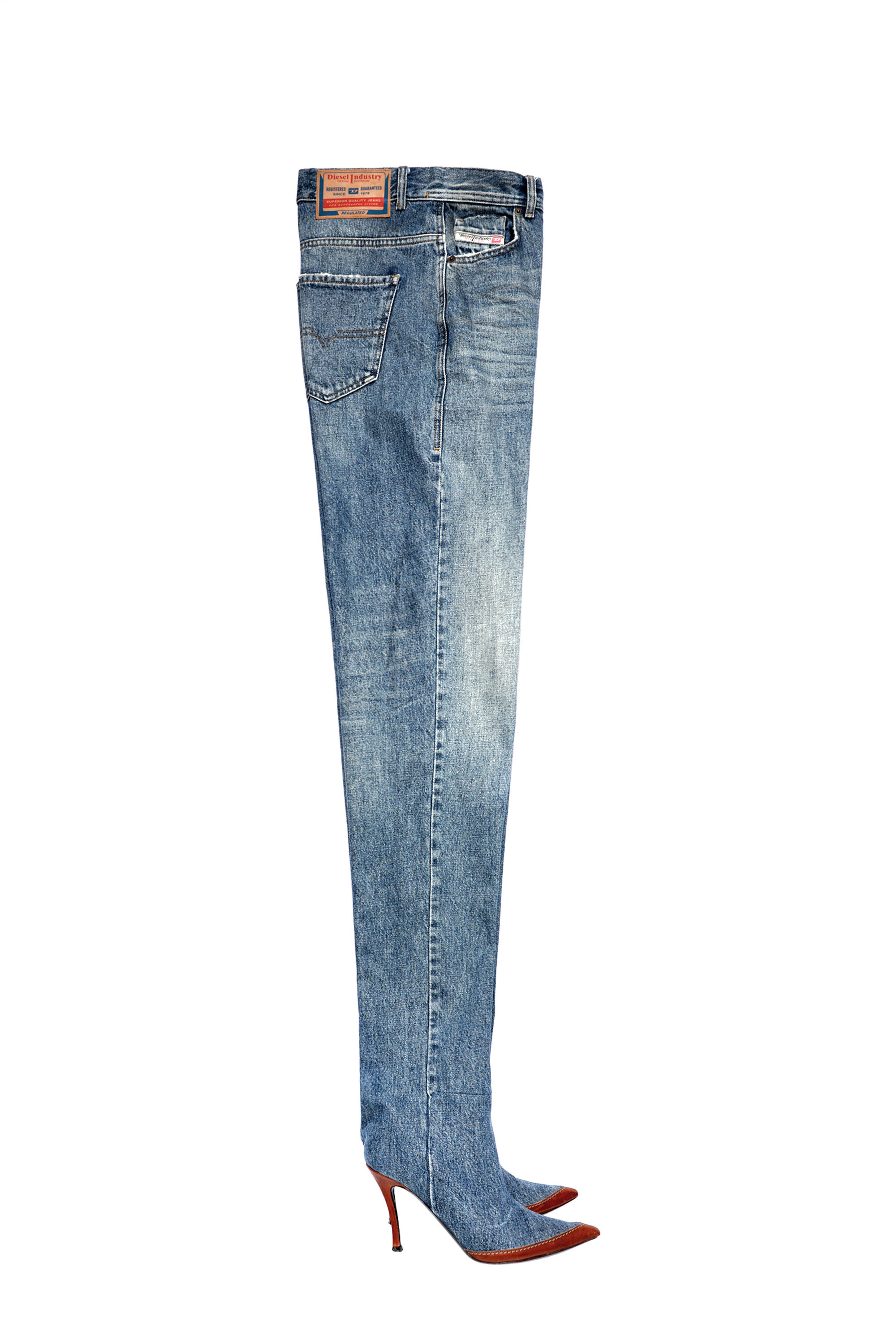 Straight Medium blue Woman Jeans with denim boots: 1956
