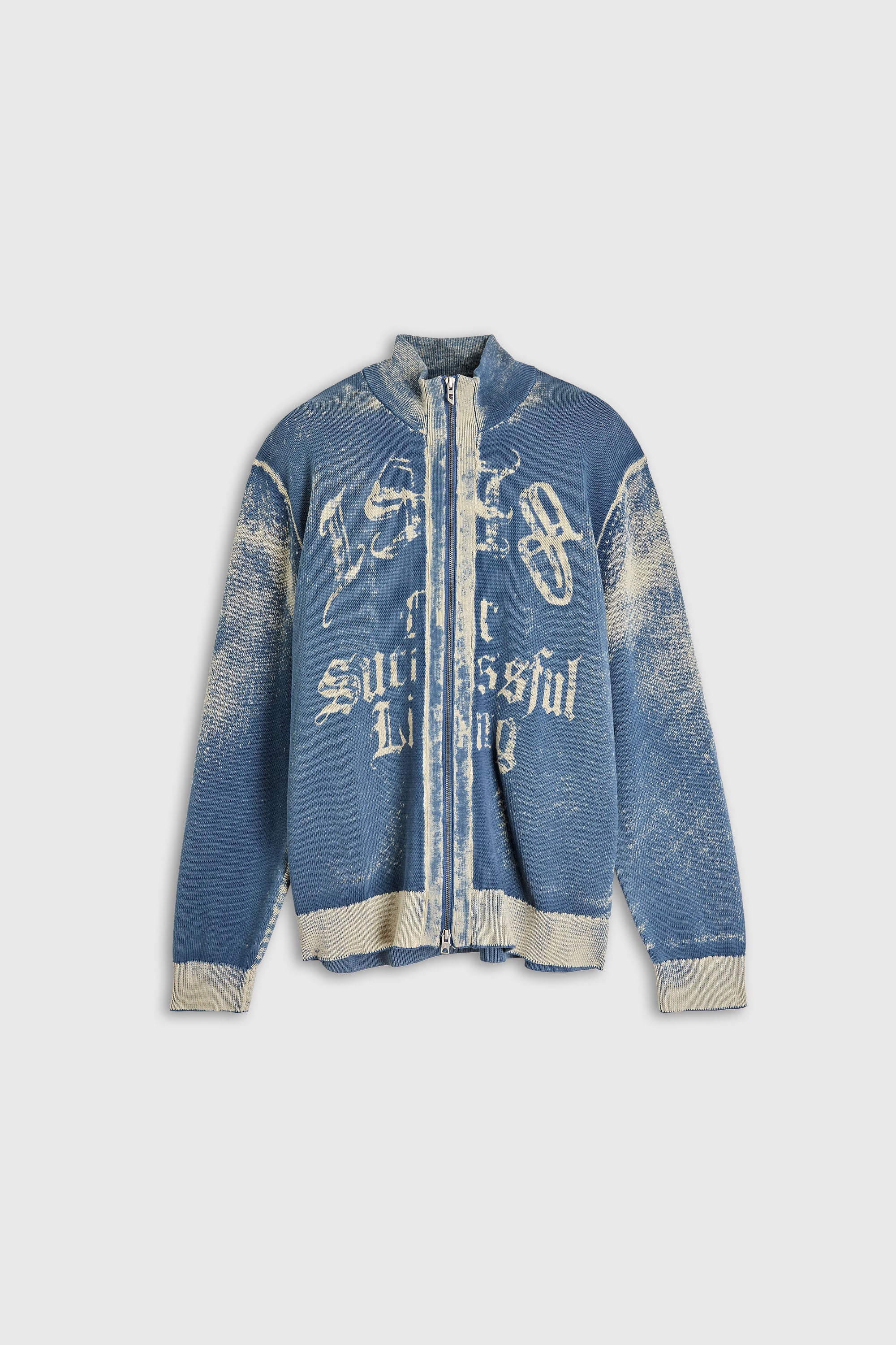 Diesel - K-LAUROS-A, Man's Zip-up cardigan in cotton with reverse print in Medium blue - 2