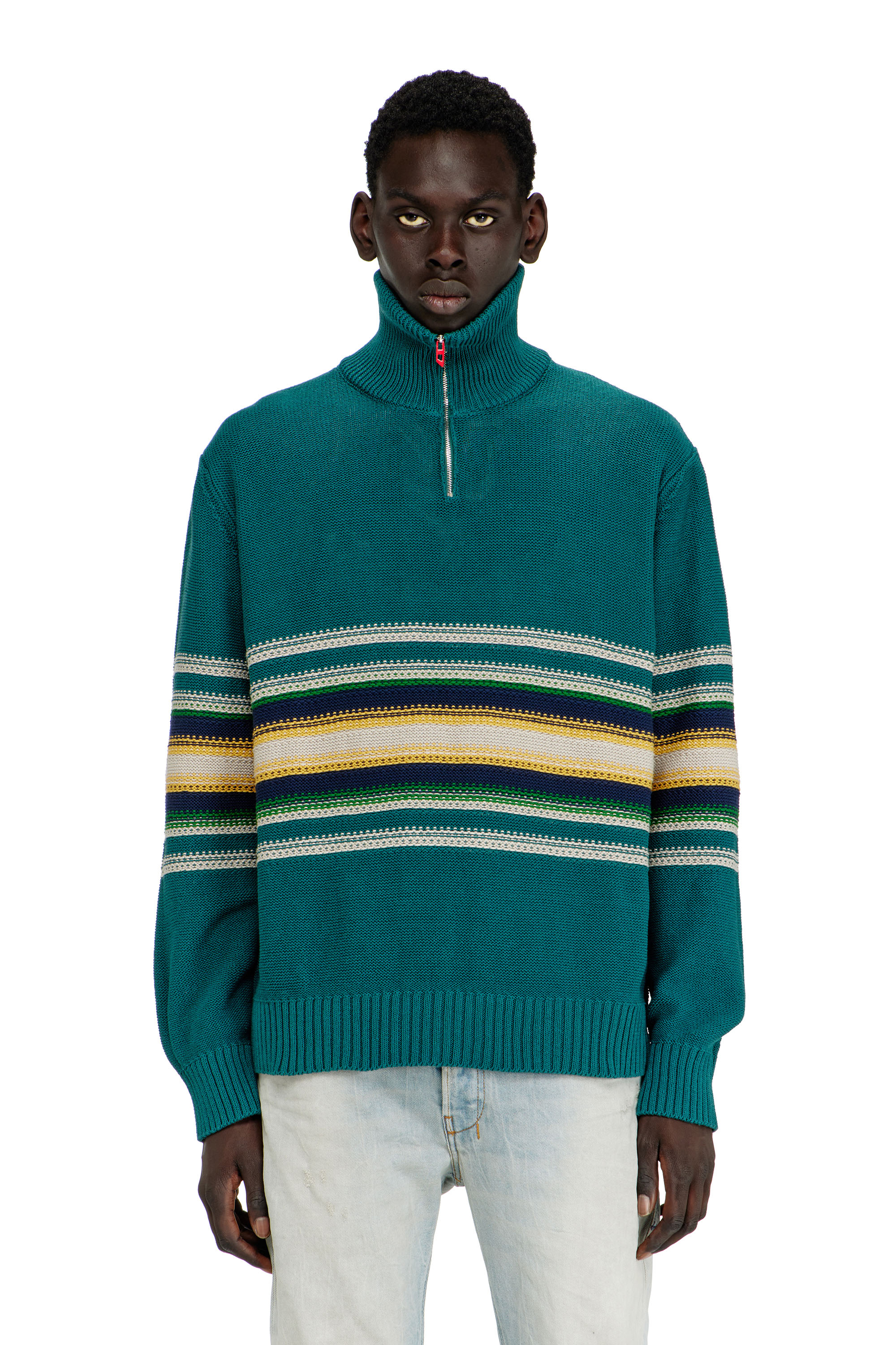 Diesel - K-TIMEO, Male's Cotton jumper with turtle neck in Green - 2