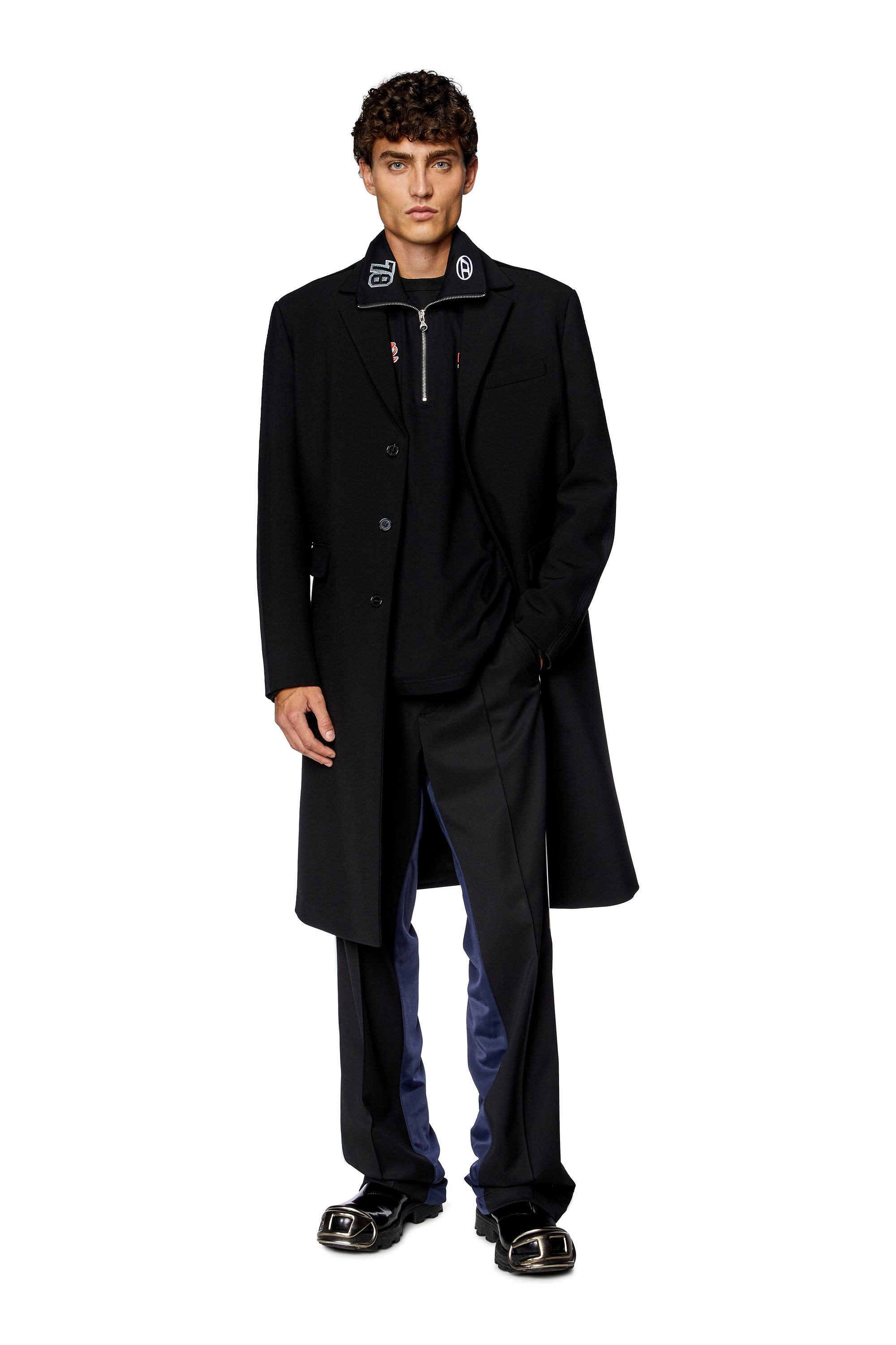 コート　DIESEL BLACK COLD Men's Hybrid coat in cool wool and jersey | Black | Diesel