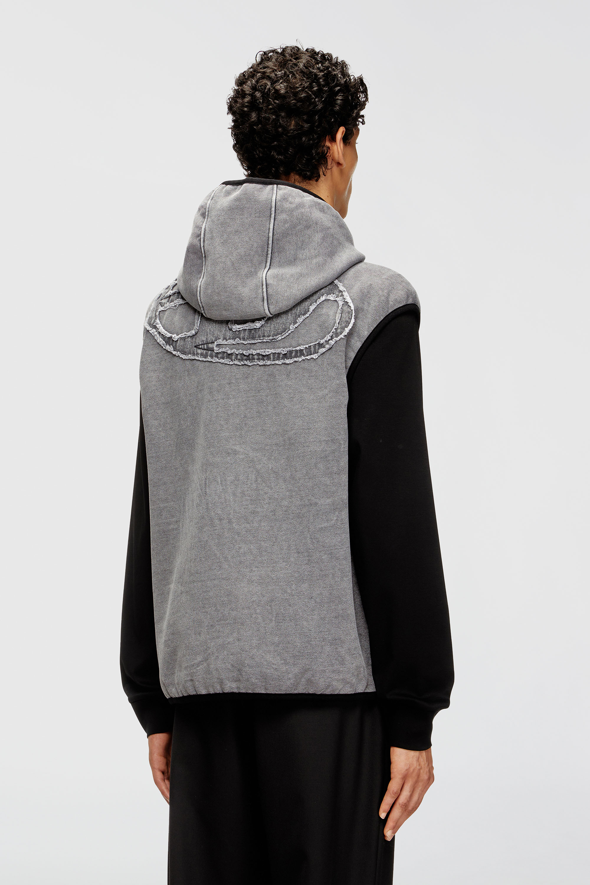 Men's Sleeveless zip-up hoodie | Grey | Diesel US