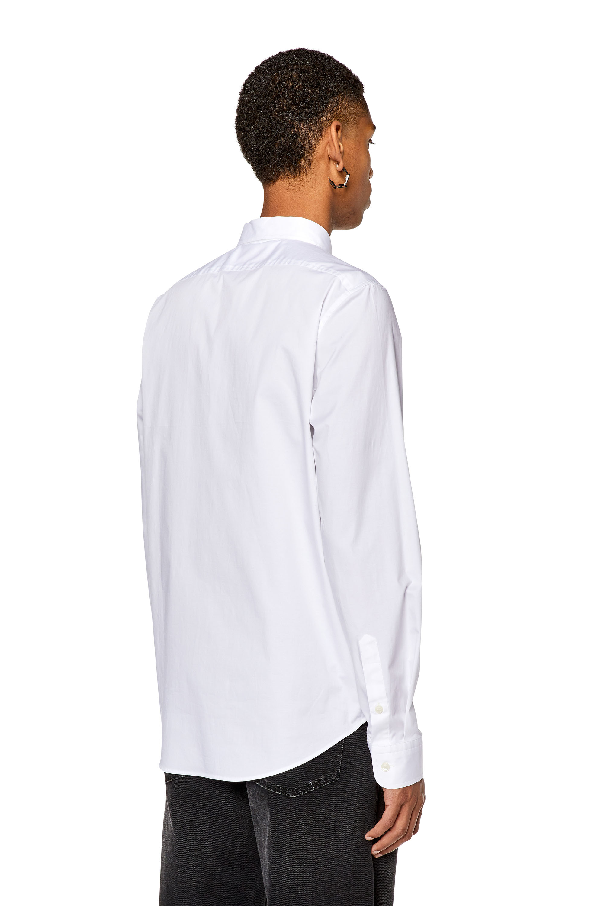 Diesel - S-BENNY-CL, Man's Micro-twill shirt with tonal embroidery in White - 5