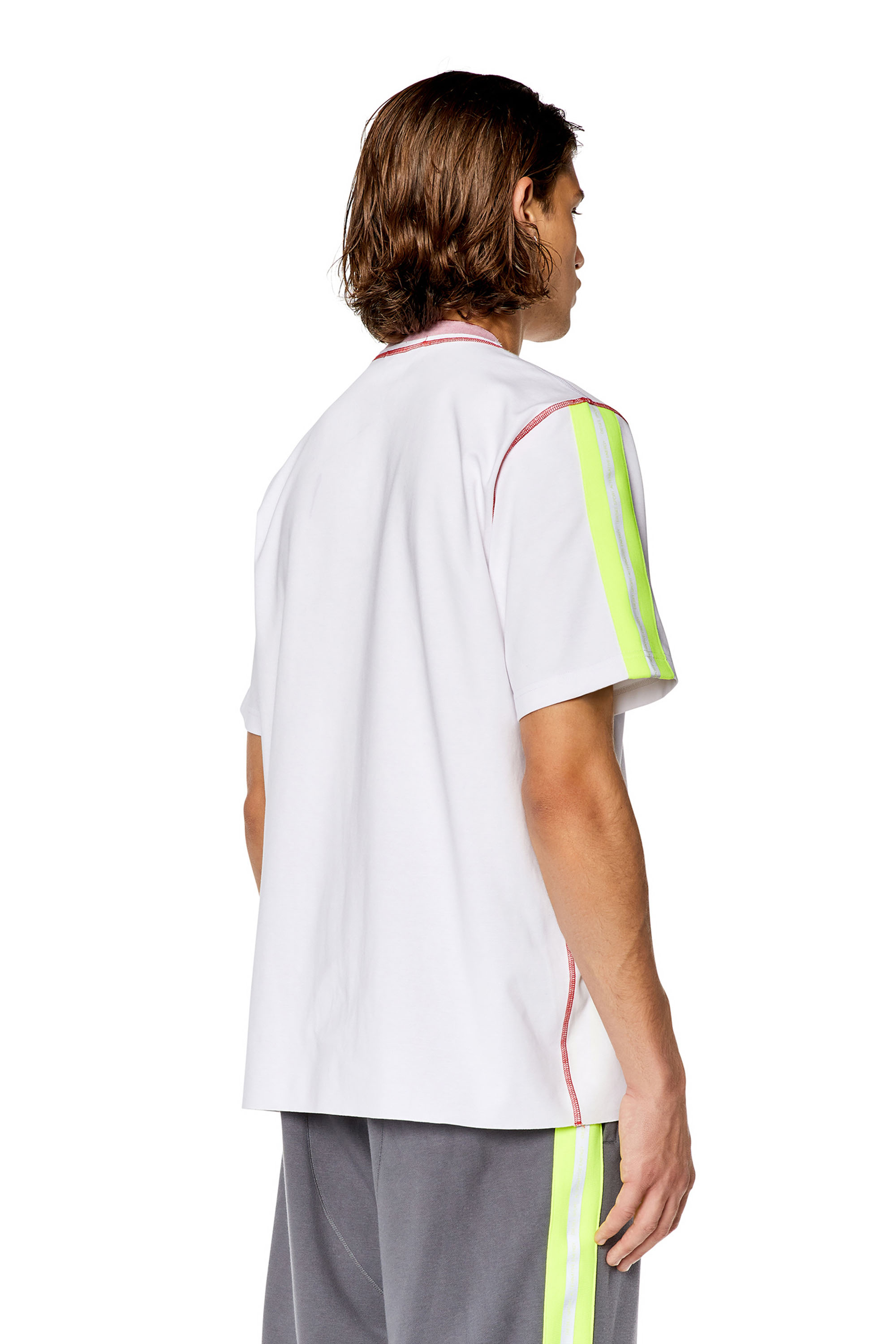 Diesel - AMTEE-NILO-HT03, Man's T-shirt with reflective bands in White/Yellow - 4