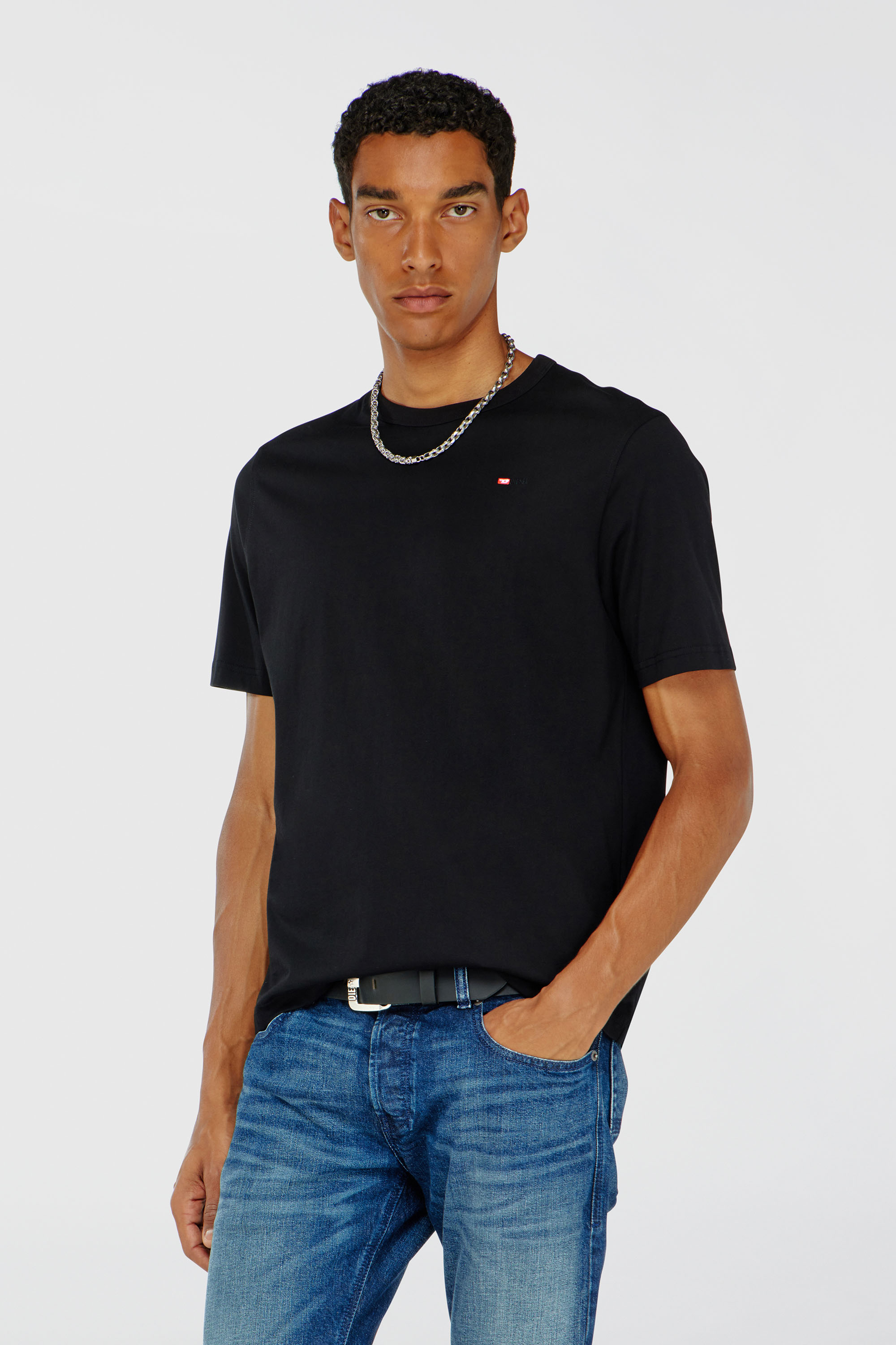 Diesel - T-ADJUST-MICRODIV, Unisex's T-shirt with micro-embroidered logo in Black - 1