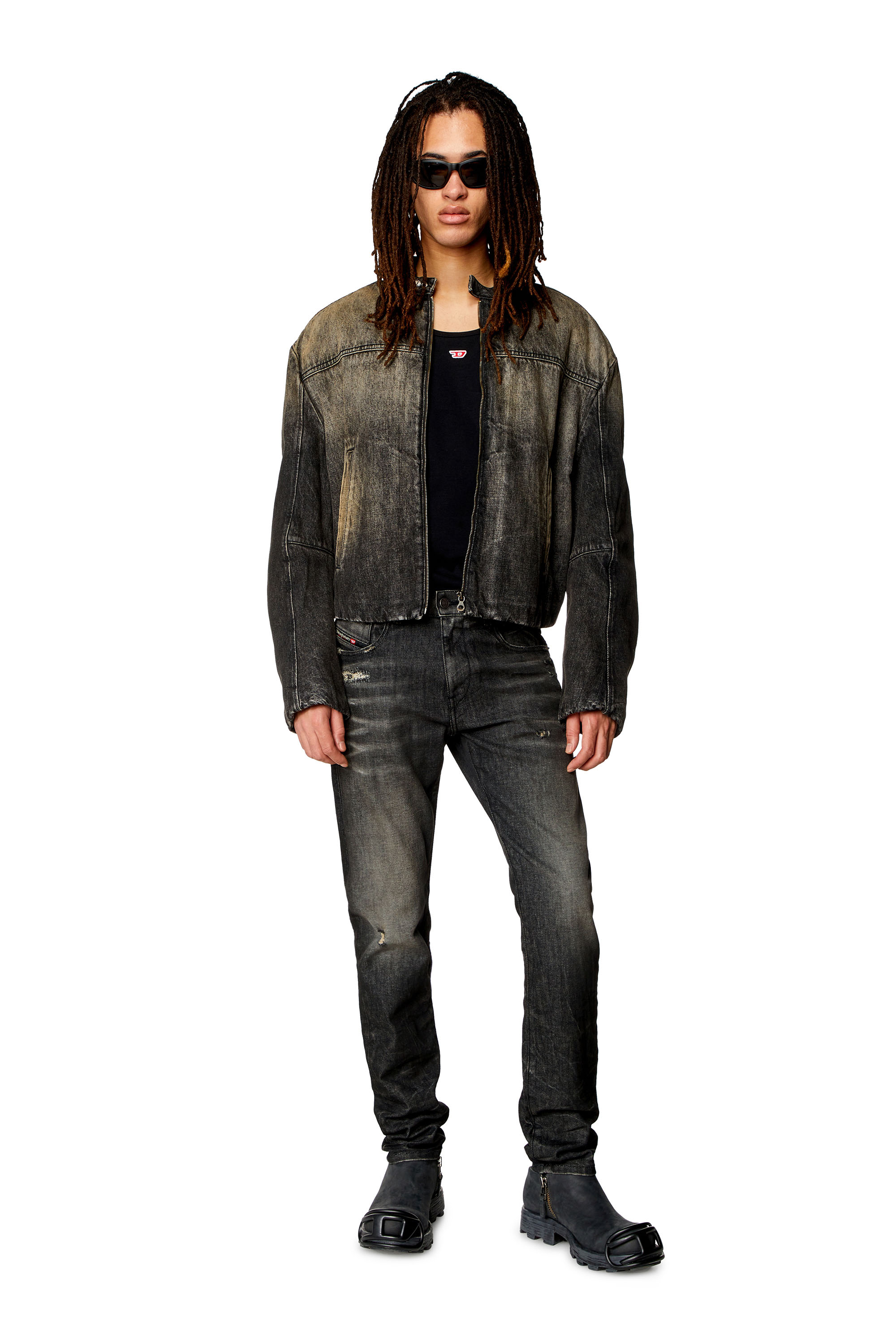 Diesel - Man's Slim Jeans 2019 D-Strukt 09H51, Black/Dark grey - 4