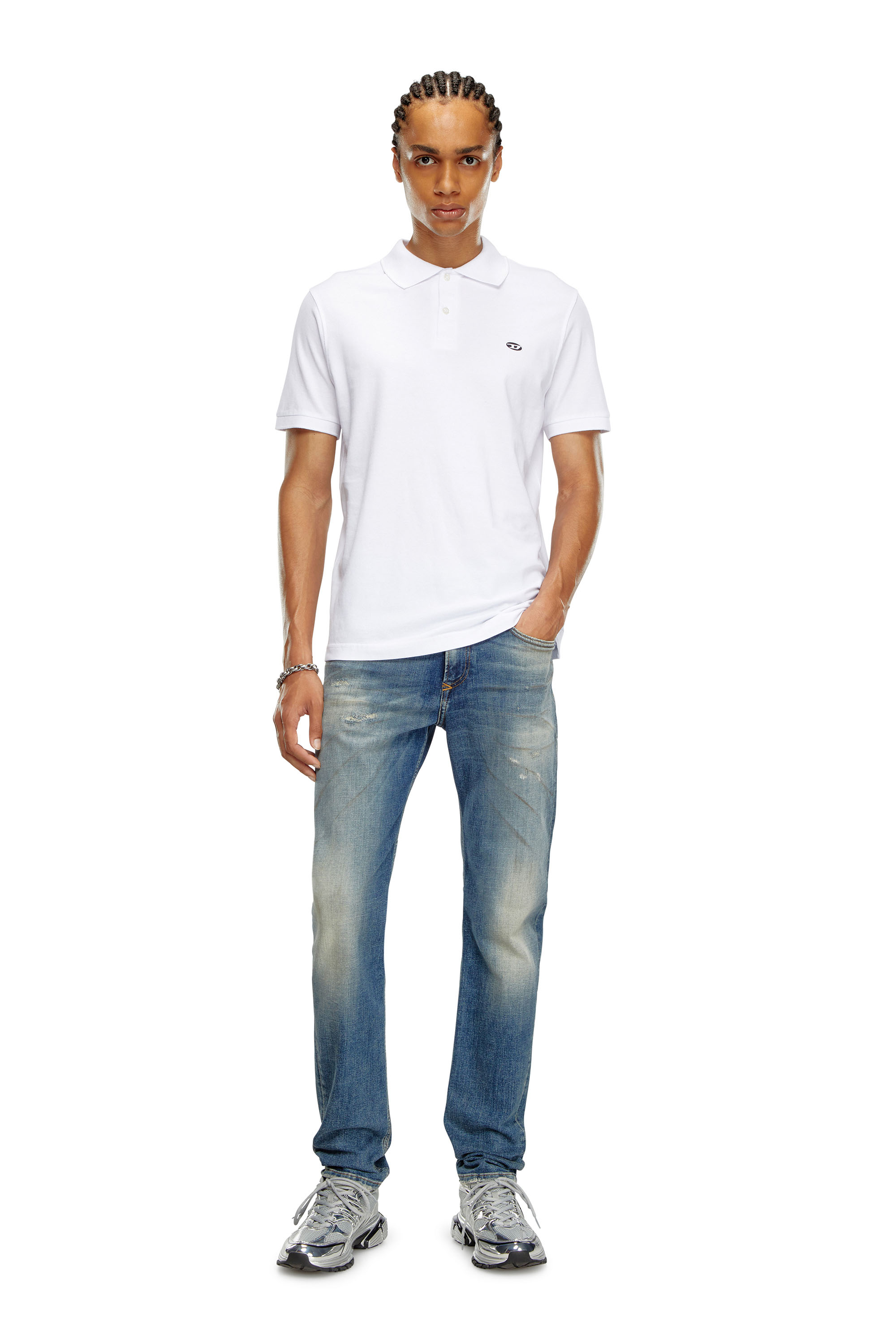 Diesel - T-REJUST-DOVAL-PJ, Male's Polo shirt with Oval D patch in White - 3