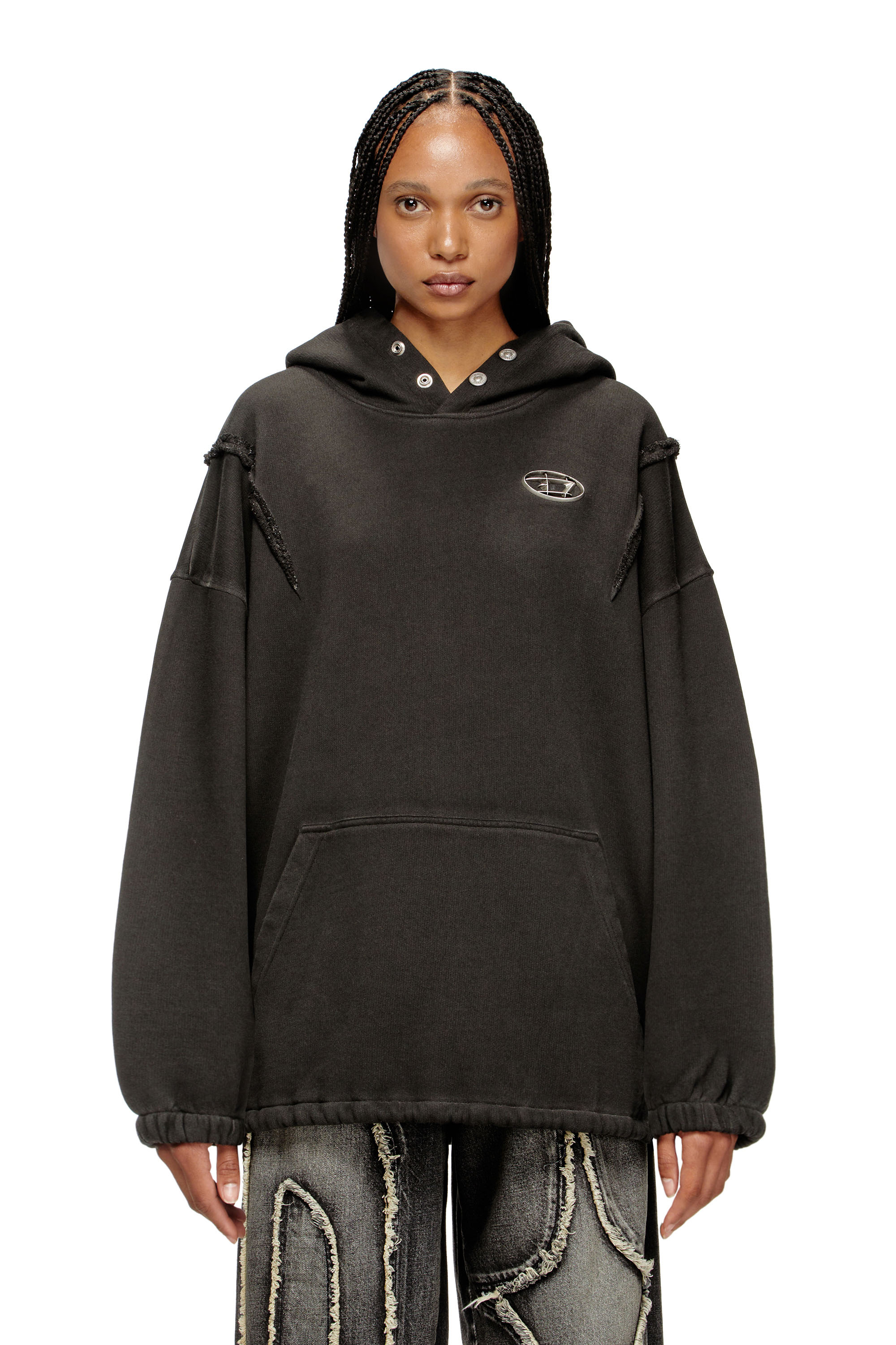 Diesel - S-THUG-HOODIE, Sweat à effet délavé Mixte in Noir - 1