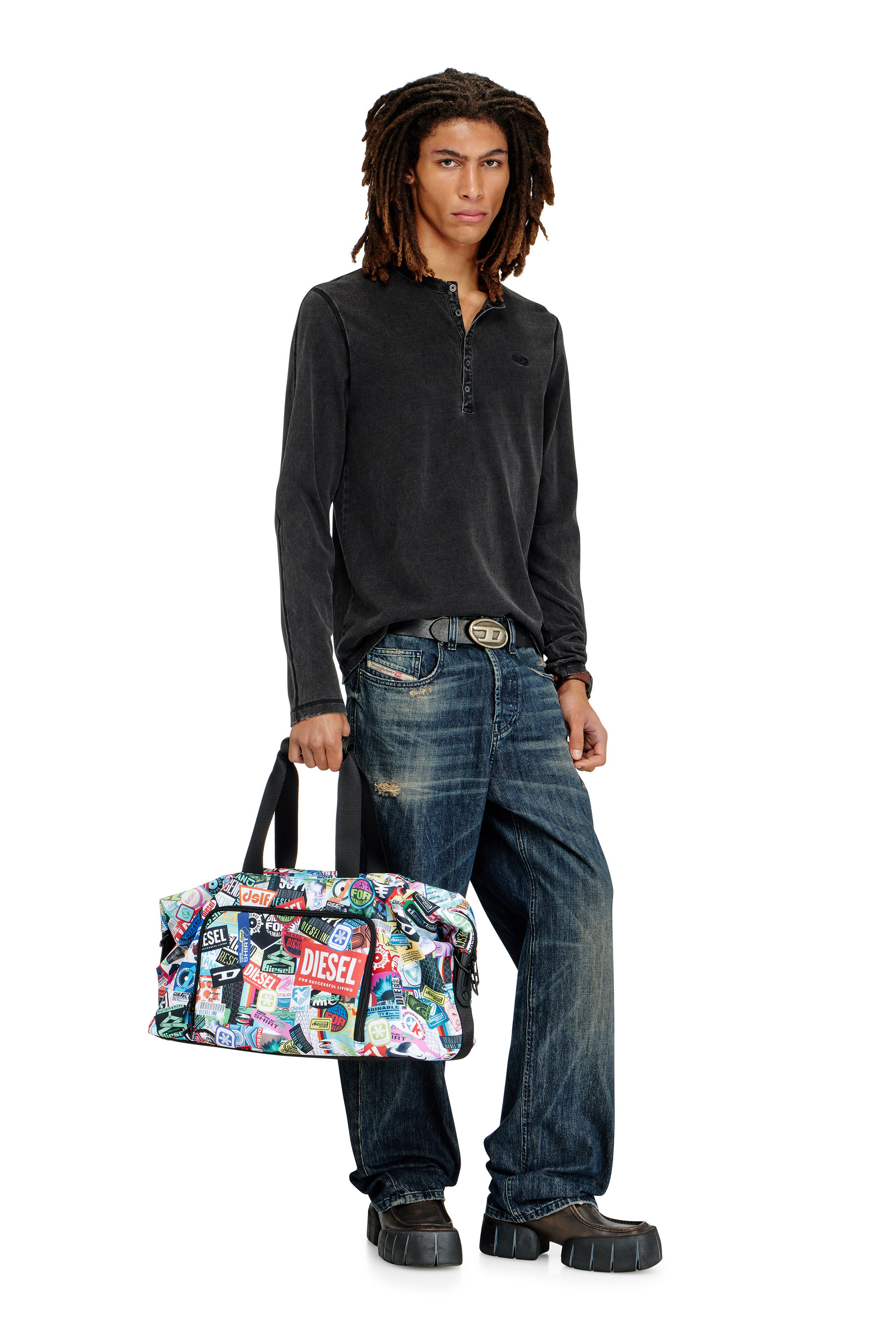 Diesel - DIESEL PC PRINTED DUFFLE-STICKERS- DSB00, Bolsa tipo duffle pr&aacute;ctica con adhesivos Unisex in Multicolor - 7
