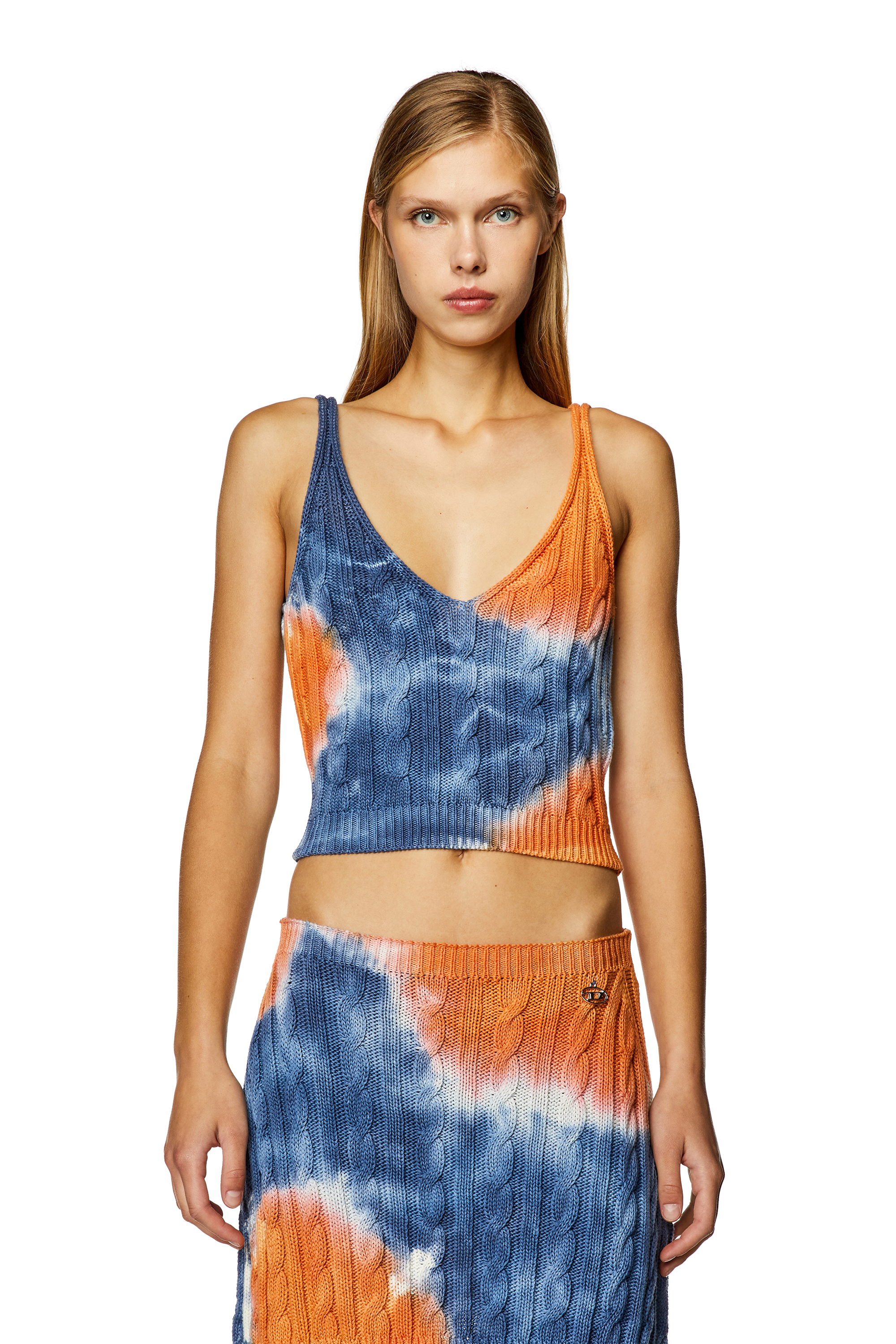 Women's Tie-dye cable-knit tank top | Multicolor | Diesel