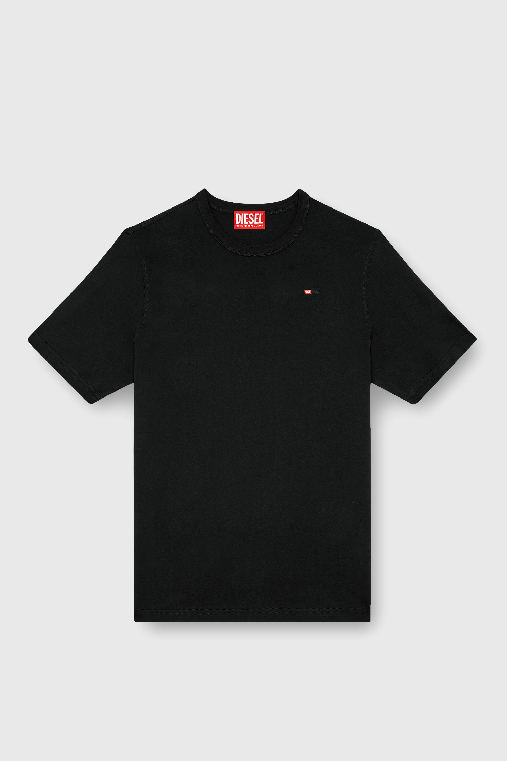 Diesel - T-ADJUST-MICRODIV, Unisex's T-shirt with micro-embroidered logo in Black - 2