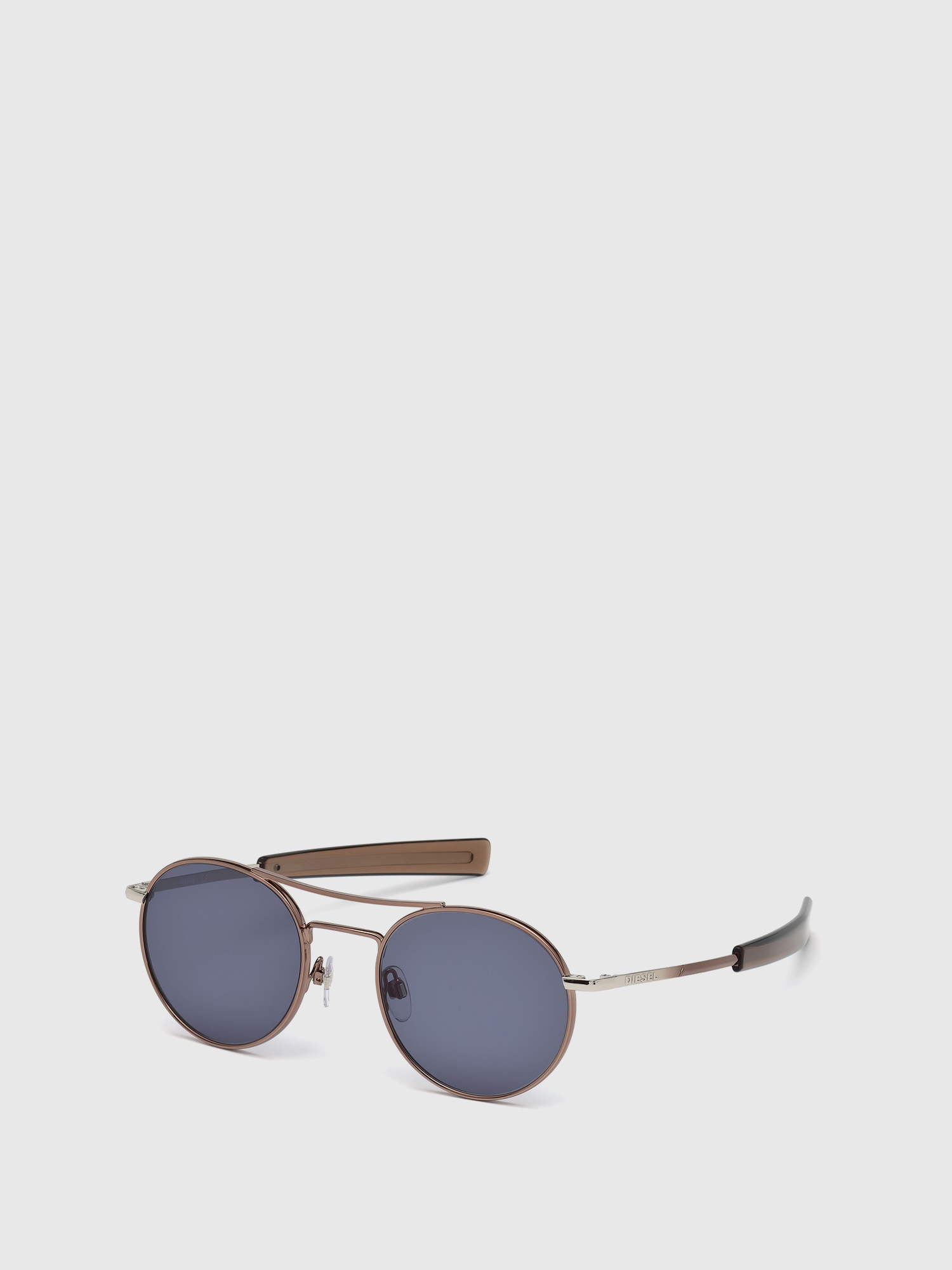 Diesel - DL0220, Lunettes rondes avec branches fines Homme in Marron - 4