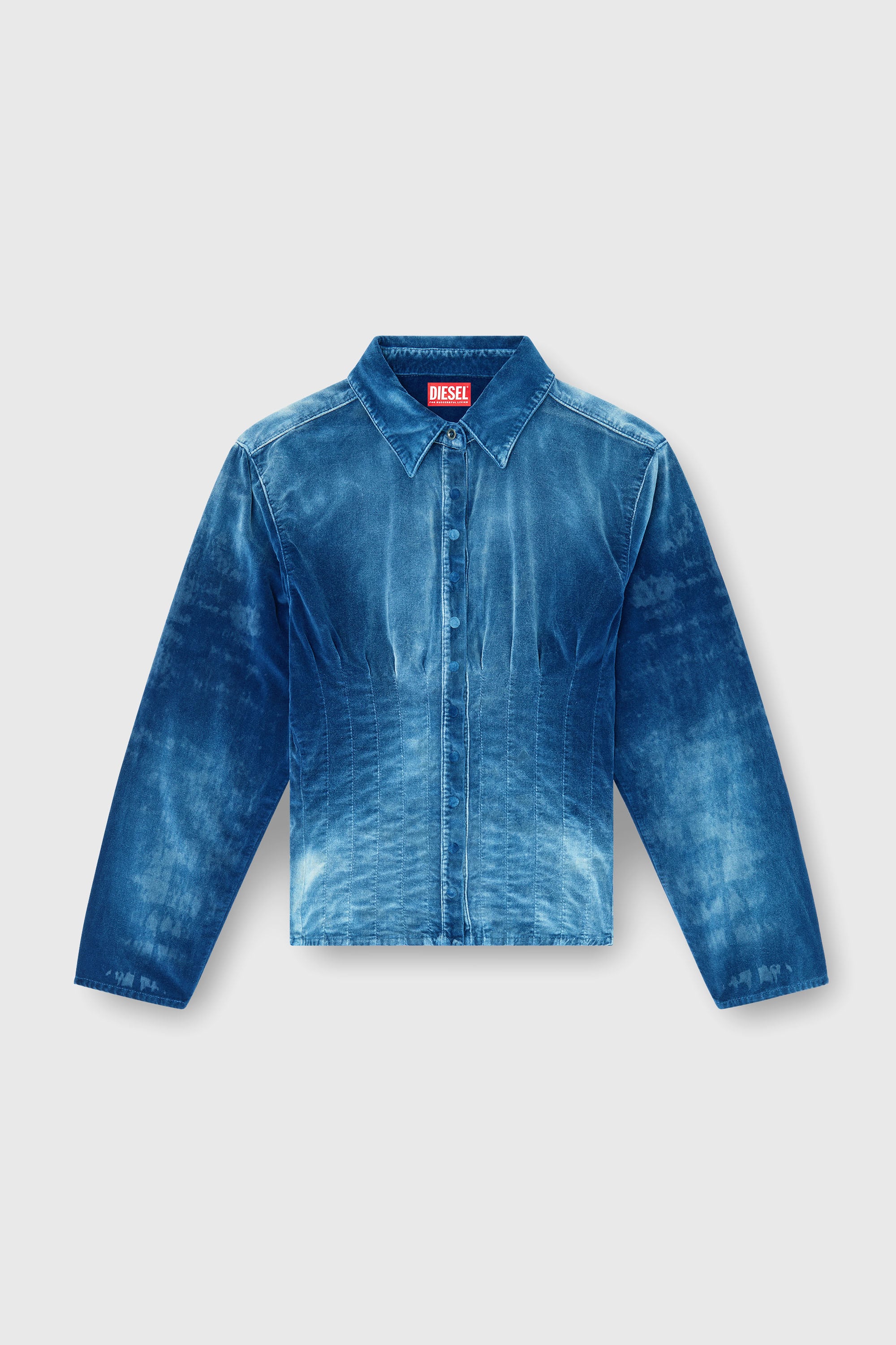 Diesel - DE-SINDI-FSJ, Camisa de denim aterciopelado Mujer in Azul marino - 1