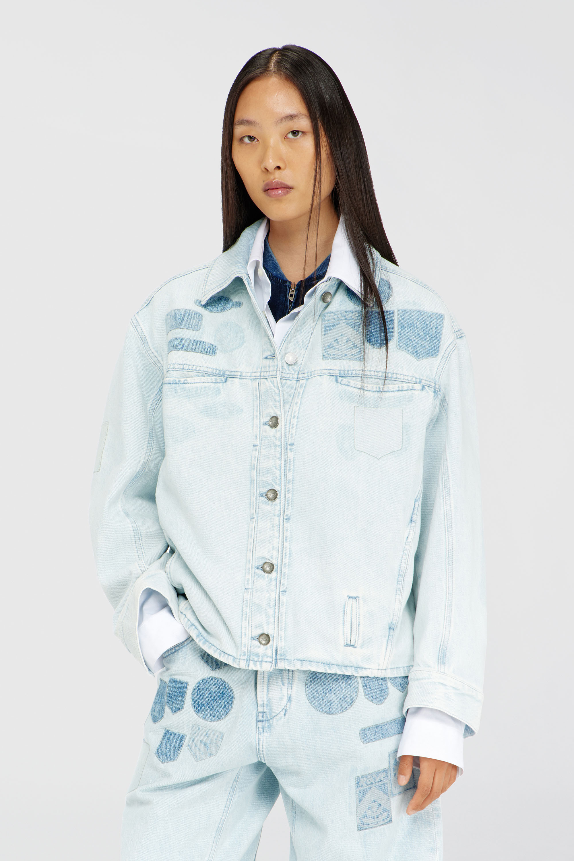 Diesel - D-RYMAVO-S, Sobrecamisa denim con efecto patch Unisex in Azul marino - 1