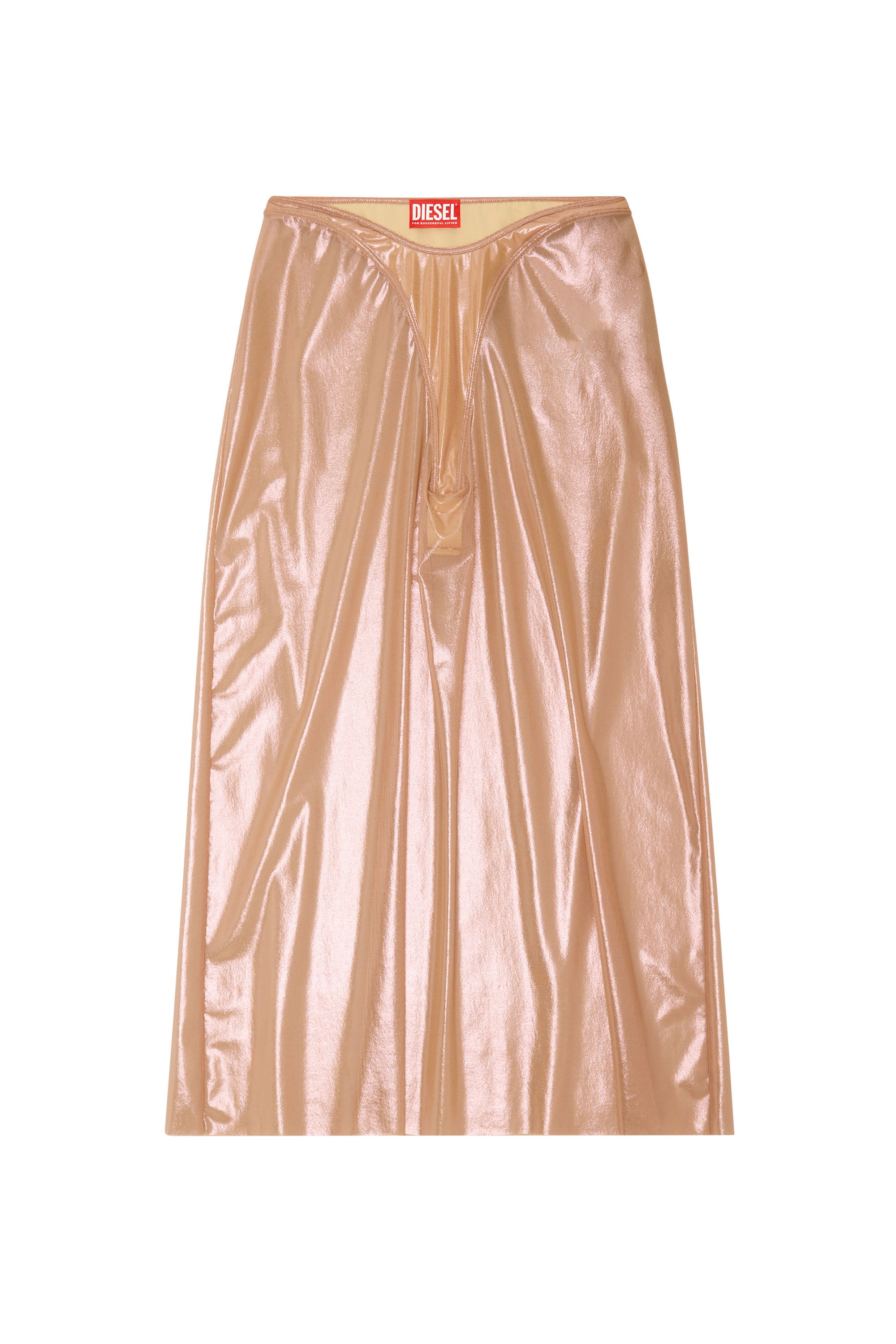 Women's Sheer midi skirt in shiny coated tulle | Pink | Diesel