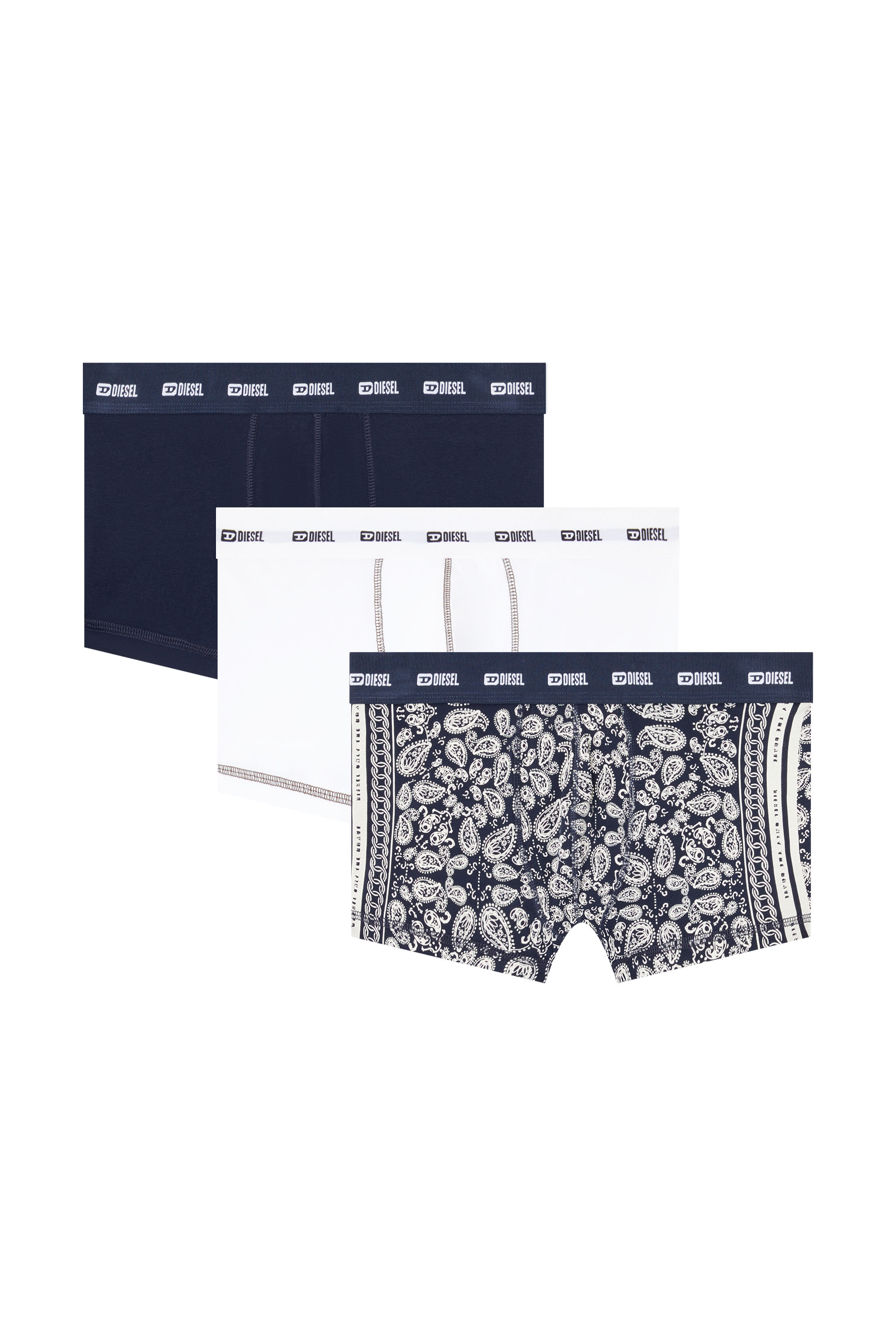 Diesel - DAMIEN-UTLT-3PACK, Male's 3-pack boxer briefs with Bandana print in Blue/White - 4