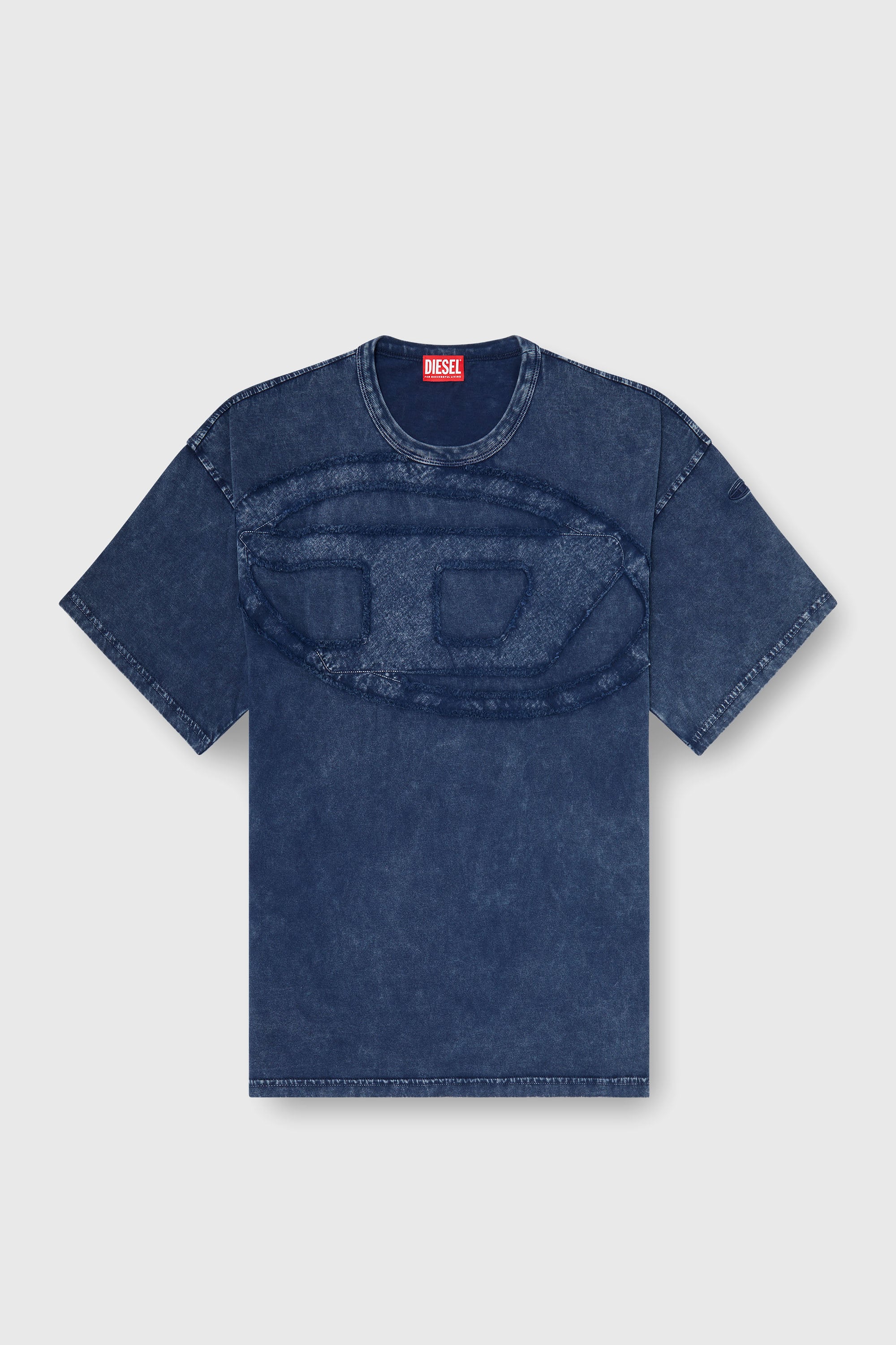 Diesel - T-BOXT-DEN, Male's Relaxed cotton T-shirt with Oval D applique in Medium Blue - 2