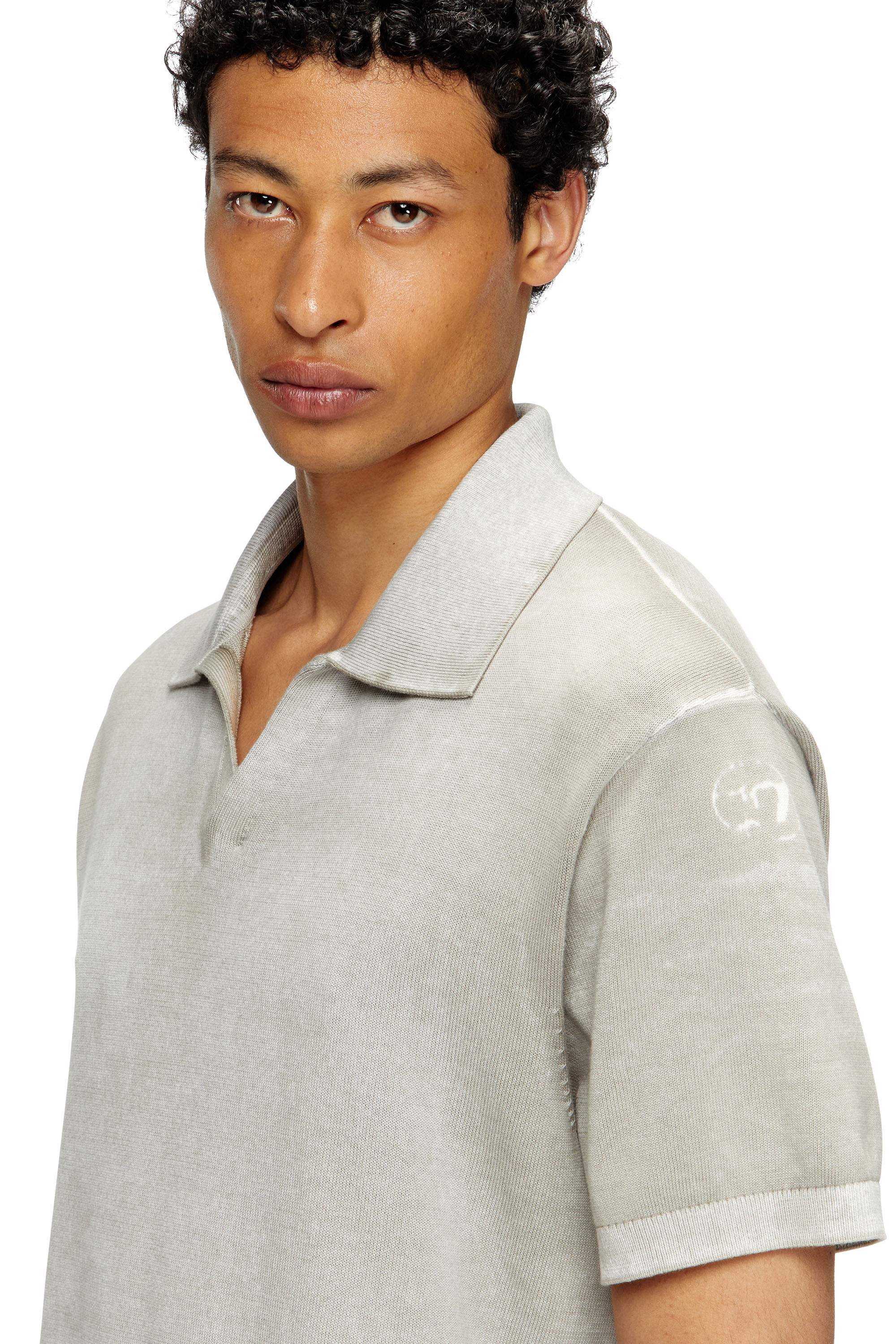 Diesel - K-LORENZO-SS, Male's Reverse-print short-sleeve polo jumper in Grey - 4