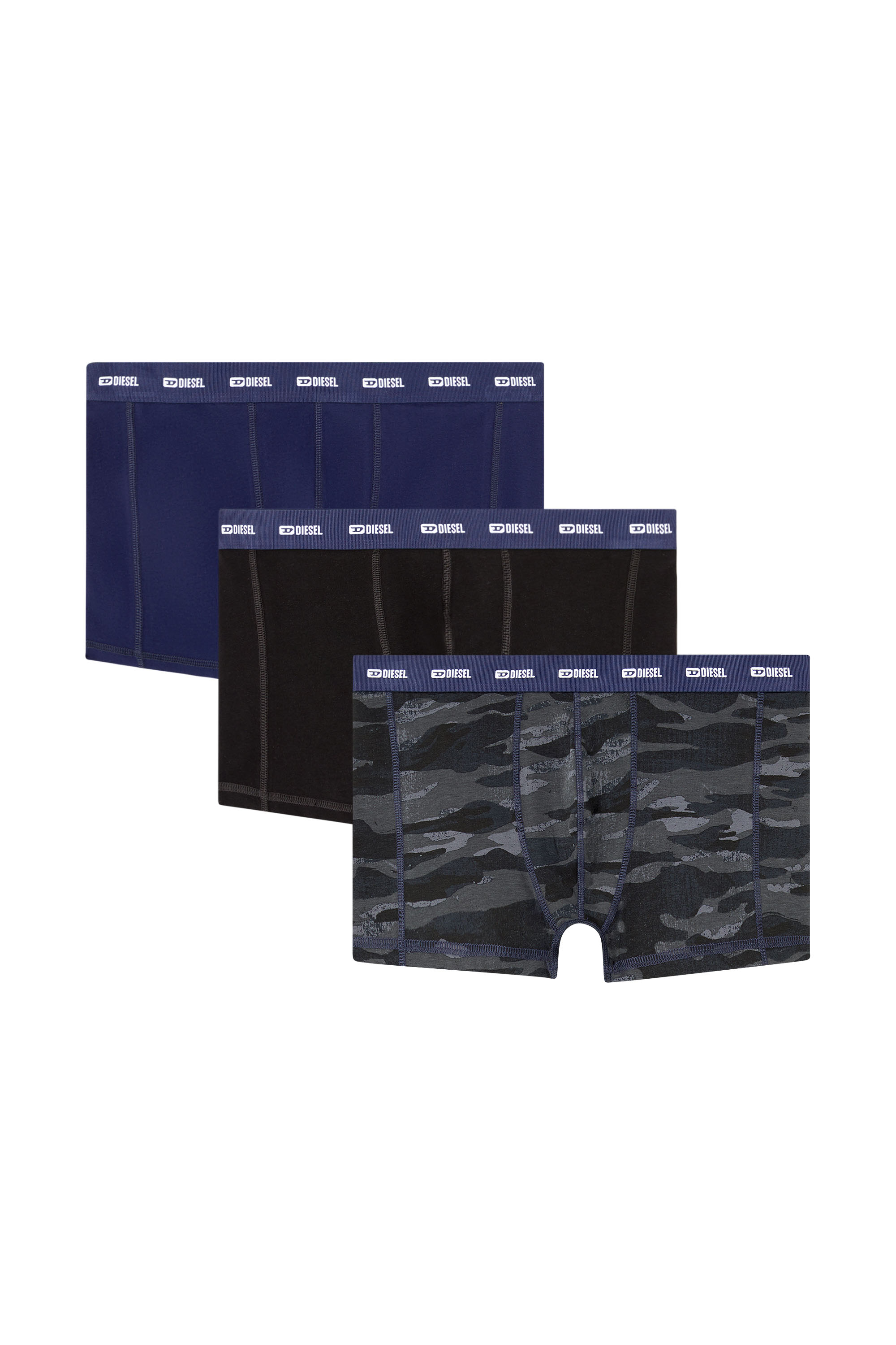 Diesel - DAMIEN-UTLT-3PACK, Male's 3-pack of boxer briefs plain and camo in Black/Blue - 1