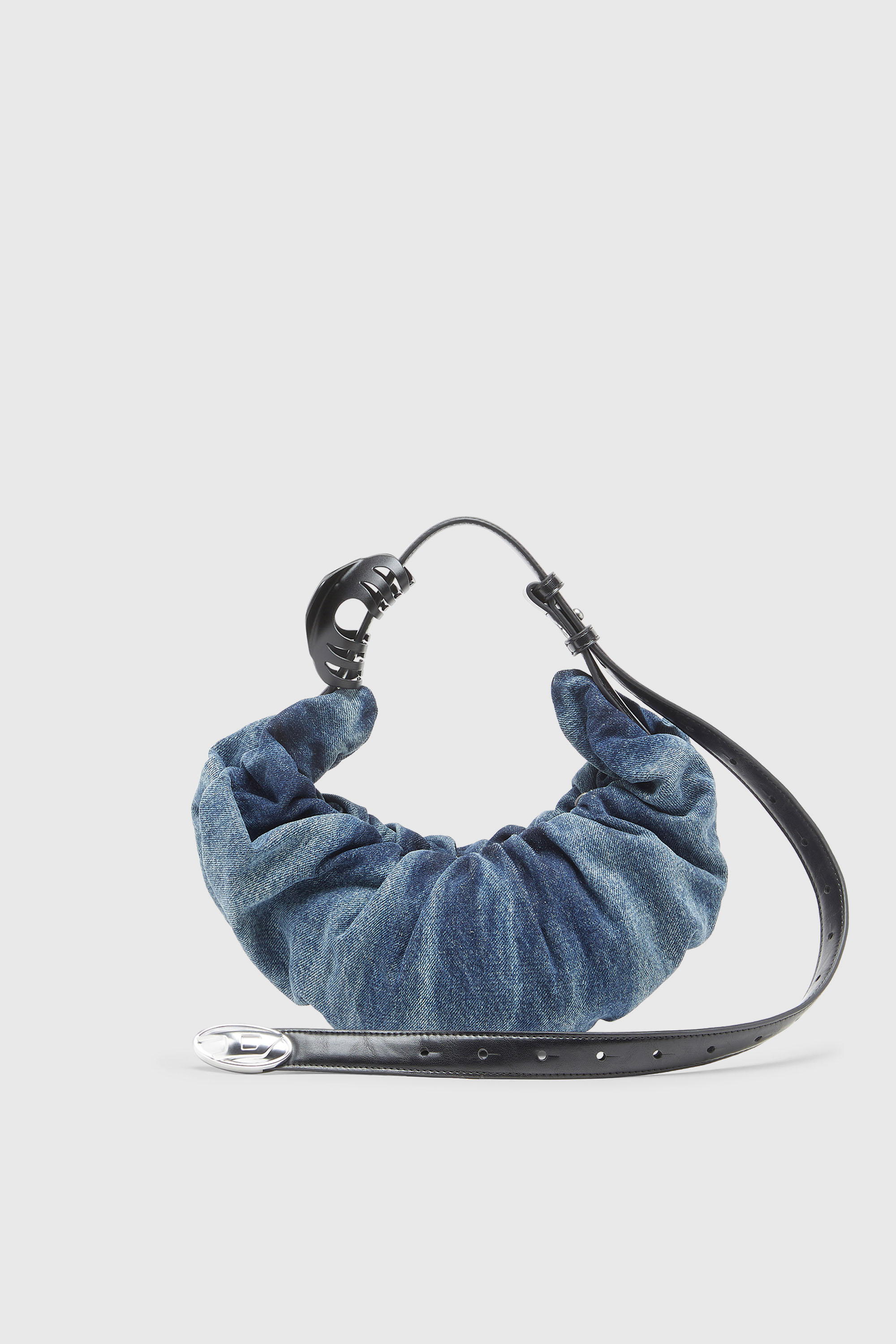 Diesel - GRAB-D HOBO S, Grab-D S-Bolso hobo peque&ntilde;o arrugado en denim tratado Mujer in Azul marino - 2