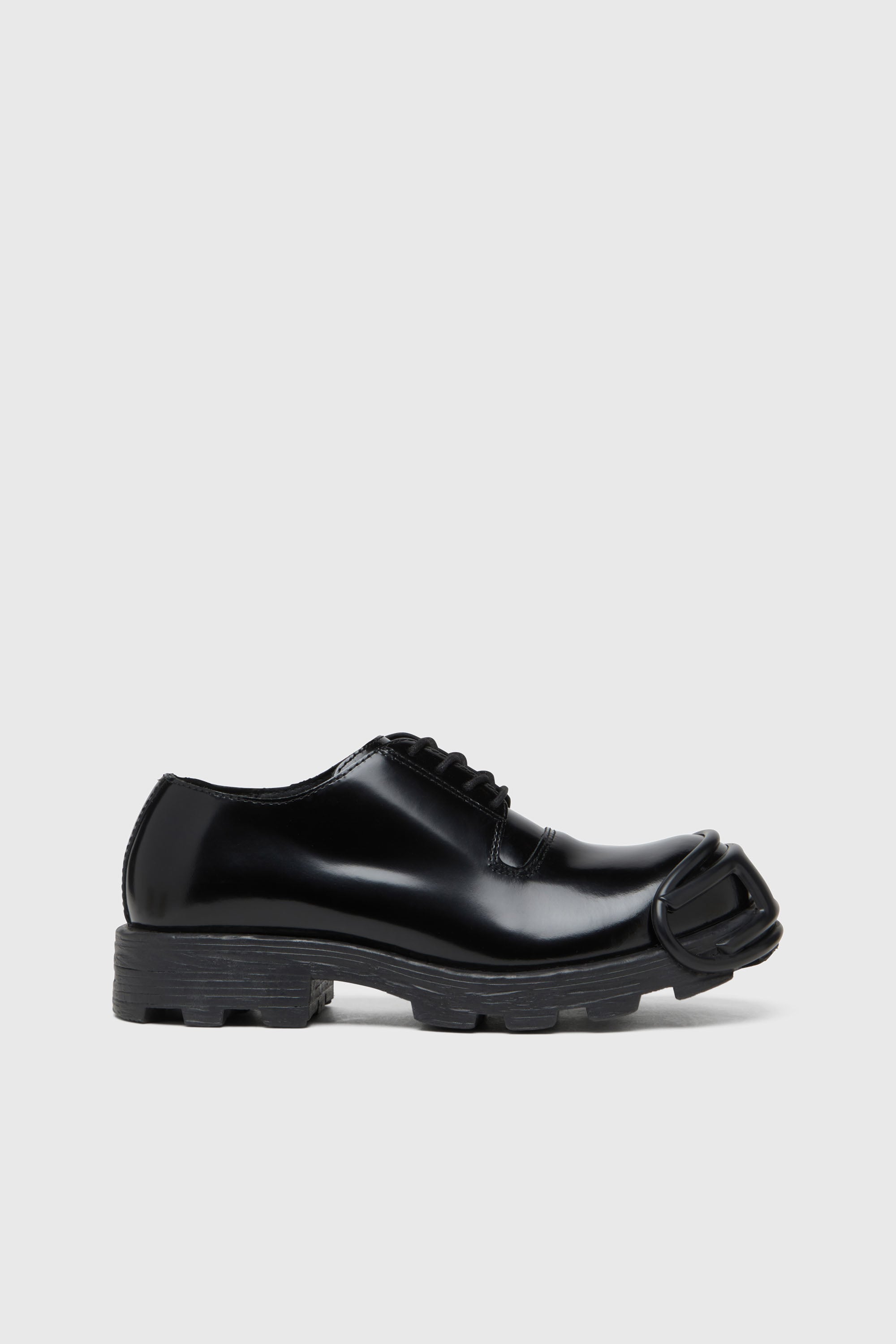 Diesel - D-HAMMER SO D, D-Hammer-Chaussures &agrave; lacets en cuir avec embout Oval D Homme in Noir - 1
