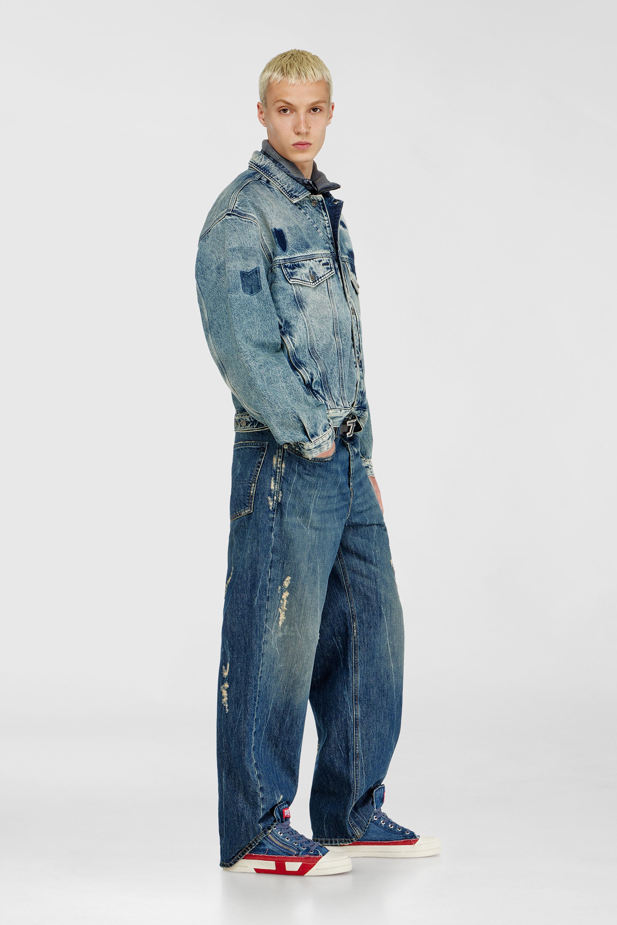 Diesel - Relaxed Jeans 2001 D-Macro 09Q28 Hombre, Azul medio - 2