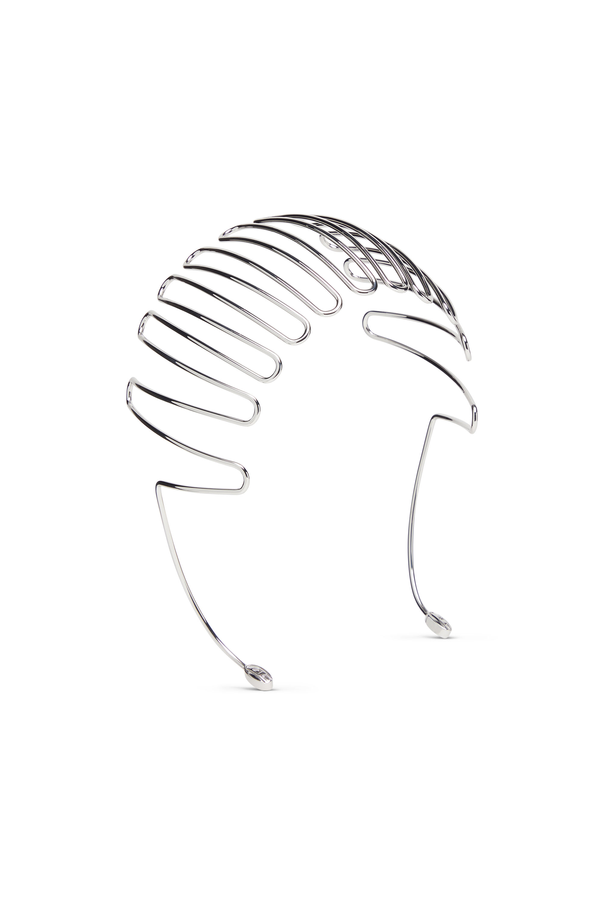 Diesel - VOLT-D HEADBAND, Bandeau cage avec logos Oval D Femme in Gris argenté - 1