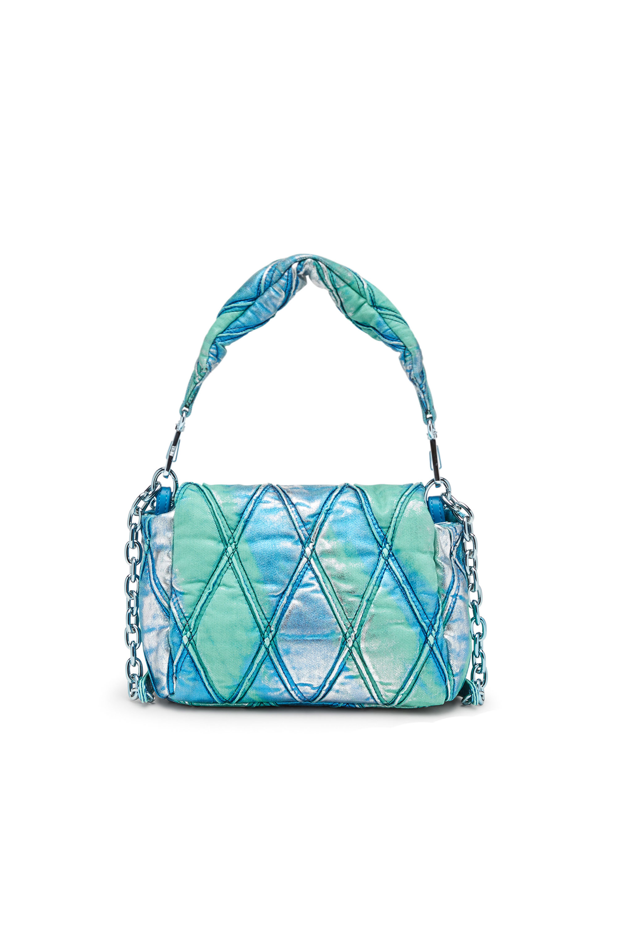 Women's Charm-D S-Small handbag in quilted pop colour denim | Blue