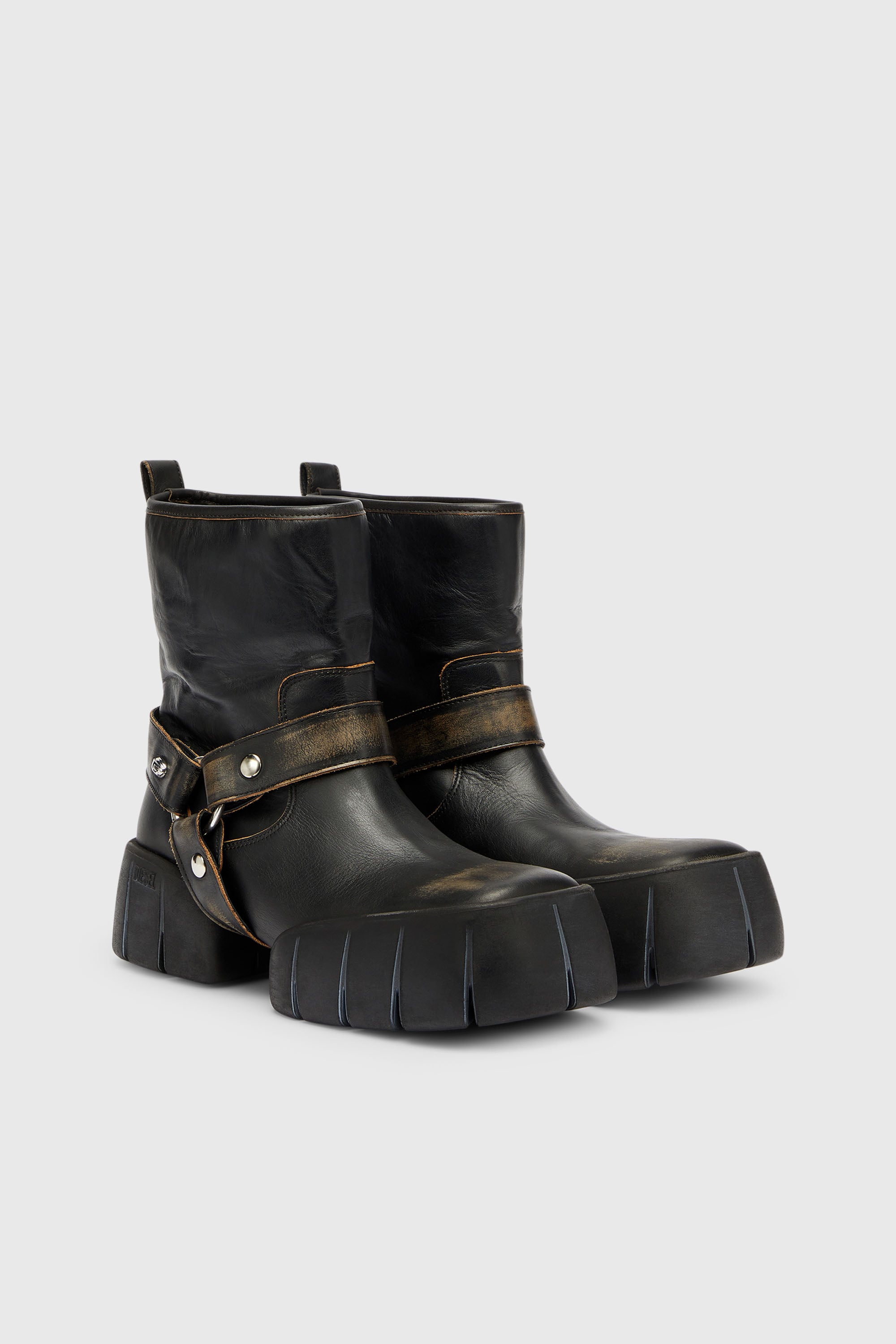 Diesel - D-TEX TU, D-Tex - Botas biker de piel envejecida Hombre in Marr&oacute;n - 2