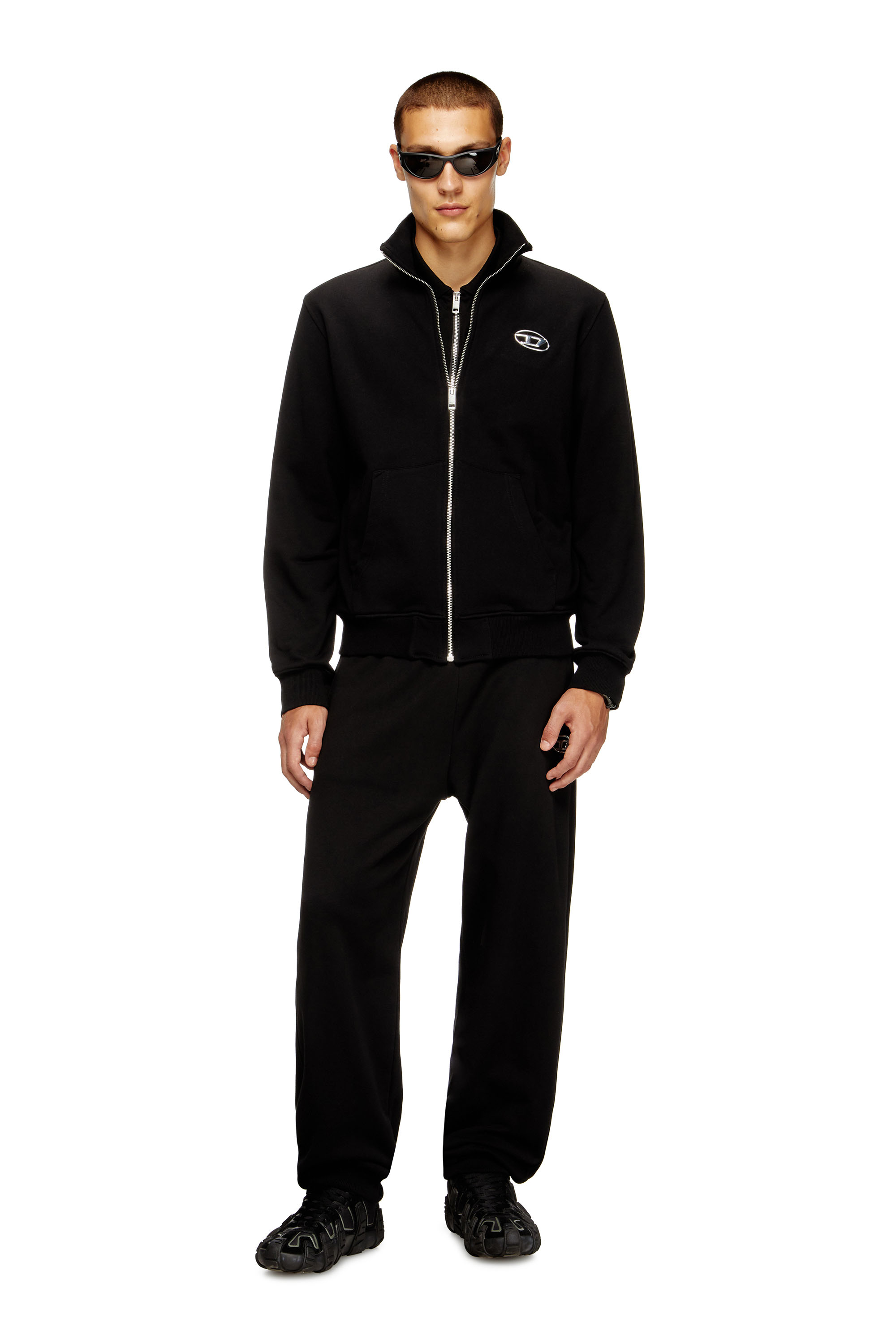 Diesel - S-GINNI-ZIP-OD, Sweat-shirt zippé avec logo métallisé Homme in Noir - 2