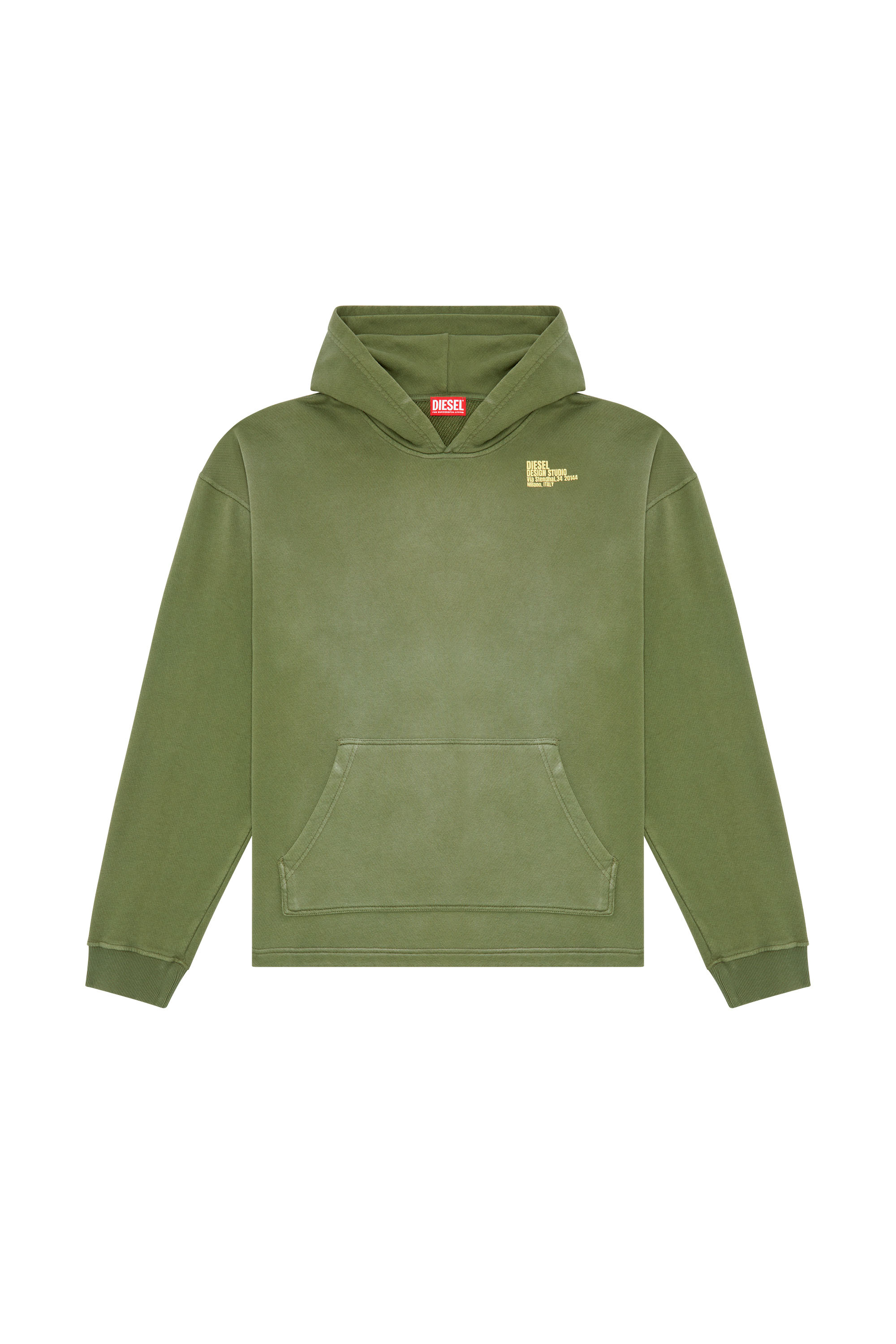 Diesel - S-BUNT-HOOD, Man's Hoodie with Diesel Design Studio print in Olive Green - 2