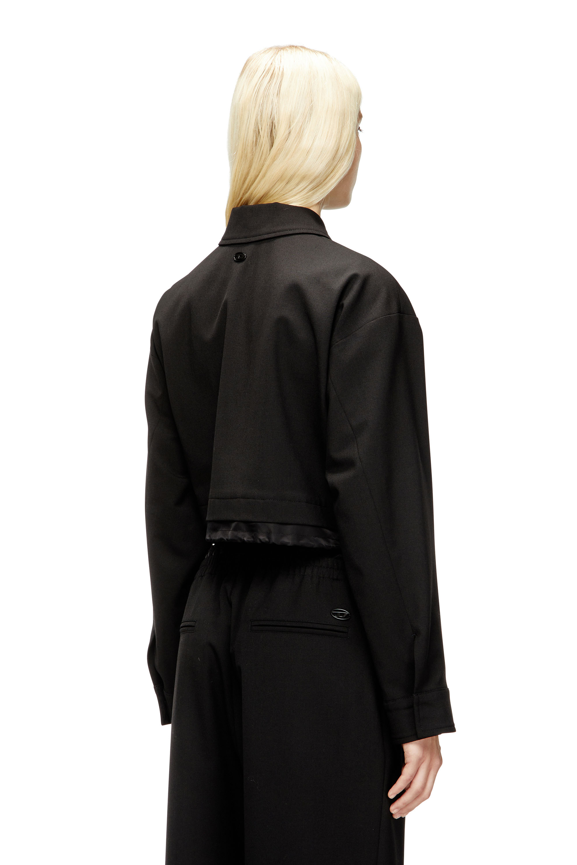 Diesel - J-TING-FEM-R2, Female's Cropped jacket in tailoring fabric and nylon in Black - 4