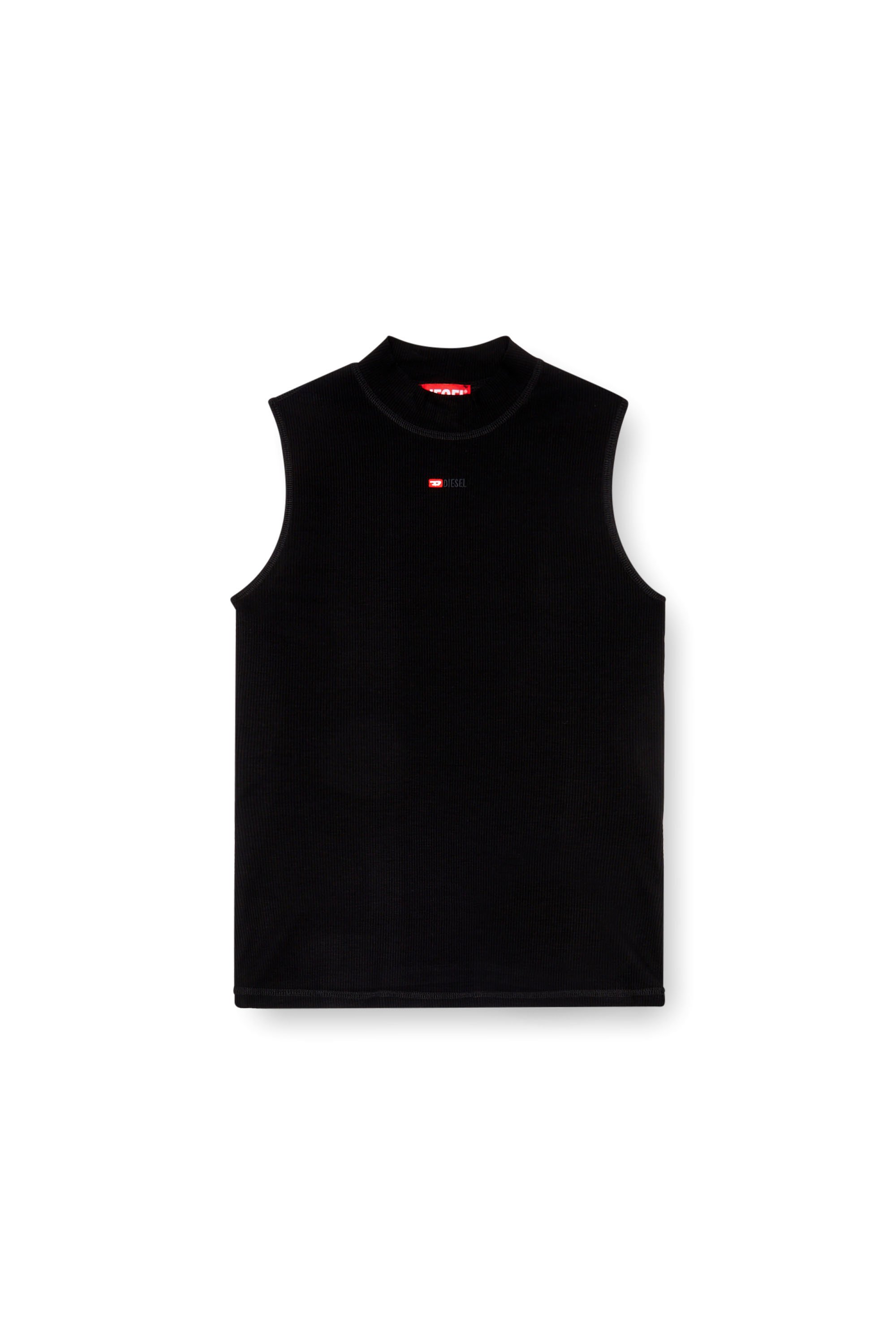 Diesel - T-MOKKY-SL-MICRODIV, Female's Ribbed tank top with mock neck in Black - 4