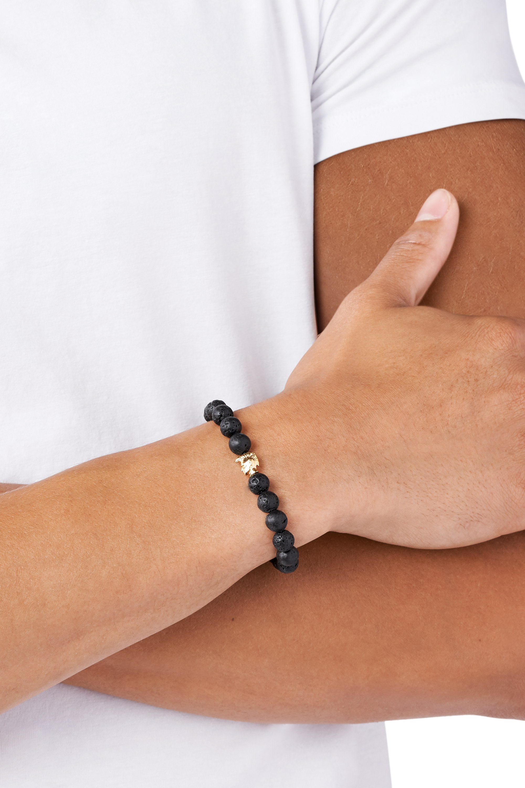 Diesel - DX1069, Man's Black lava beads bracelet in Black - 2