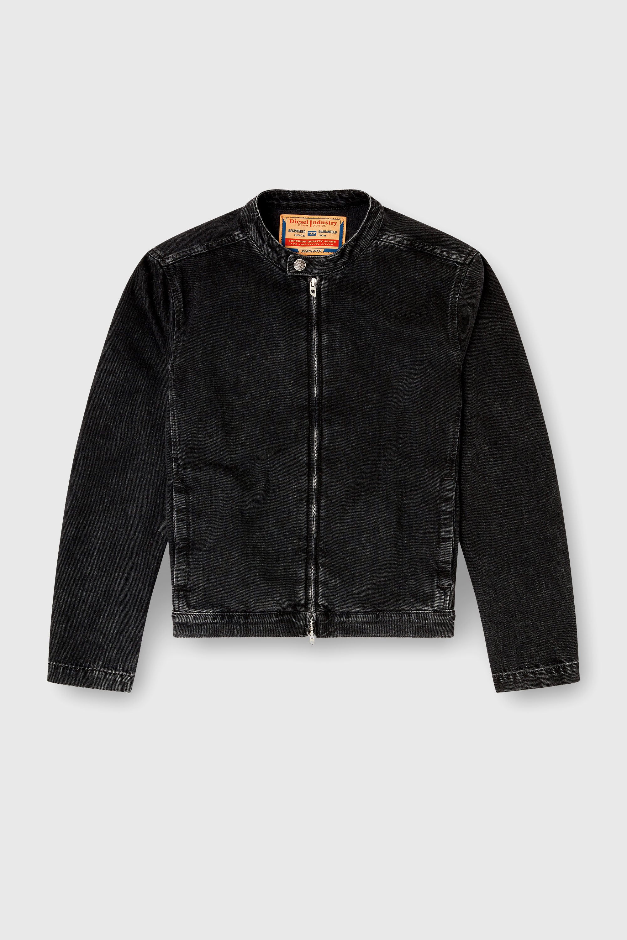 Diesel - D-GLORY, Chaqueta biker de denim con lavado oscuro Hombre in Negro - 2