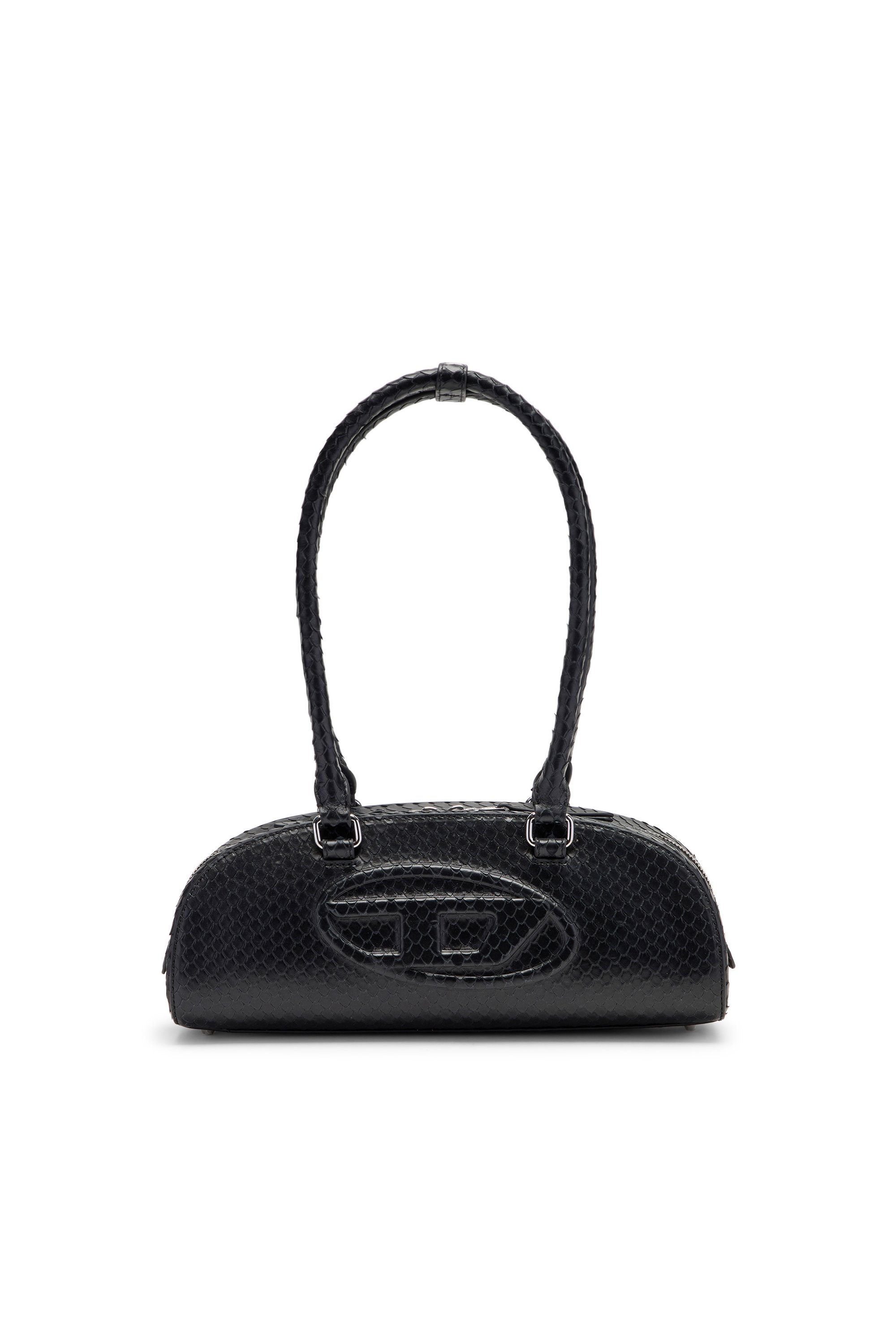 Diesel - 1DR DOME SHOULDER EW, Female's 1DR Dome-Elongated bowling bag in textured leather in Black - 1