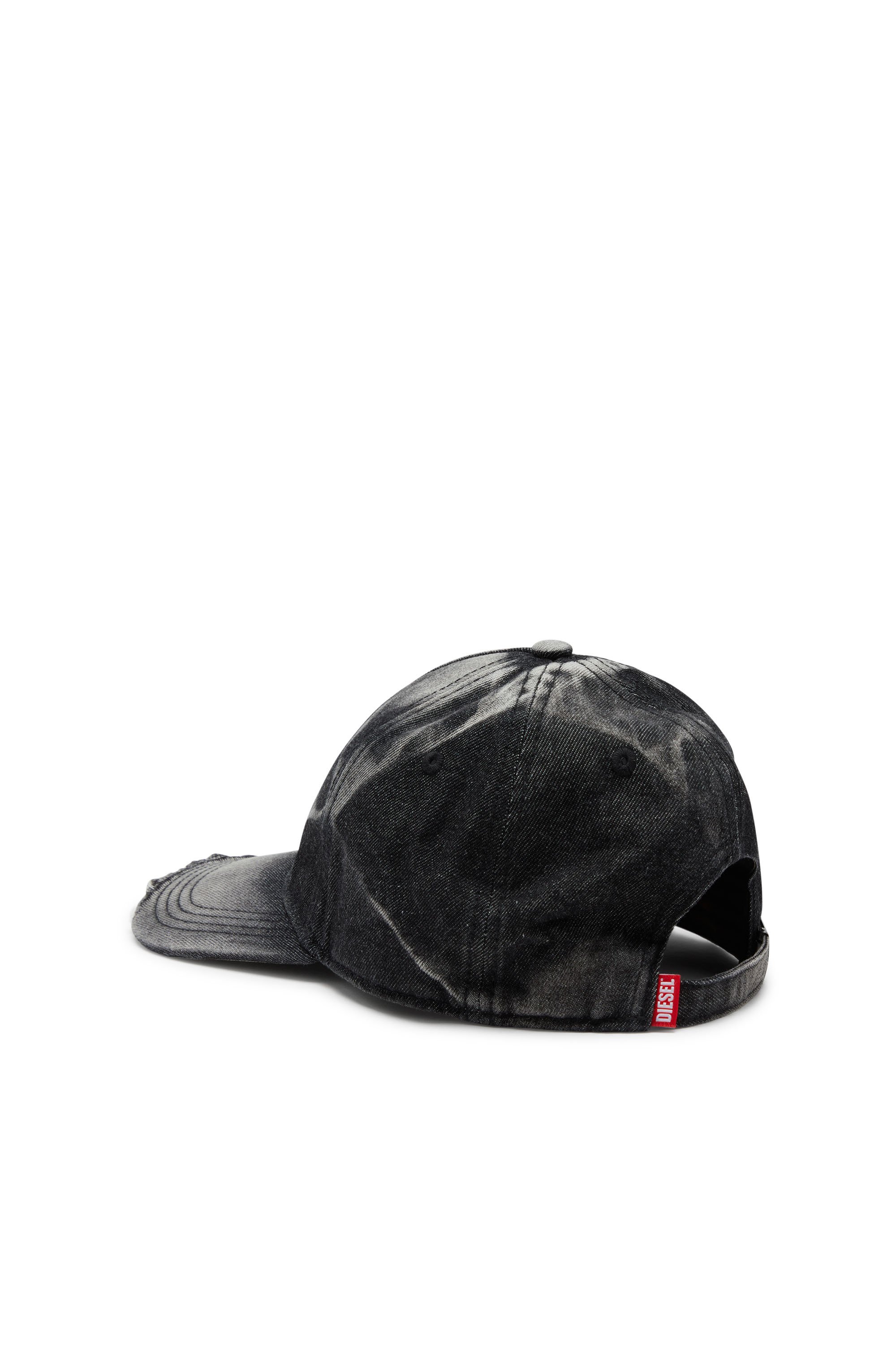 Diesel - C-SEYMON-BLACK, Man's Baseball cap in destroyed denim in Black - 2